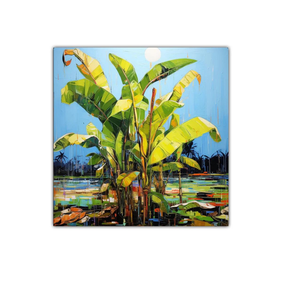 Cuadro decorativo de banana en paisaje tropical vibrante — miniatura 1