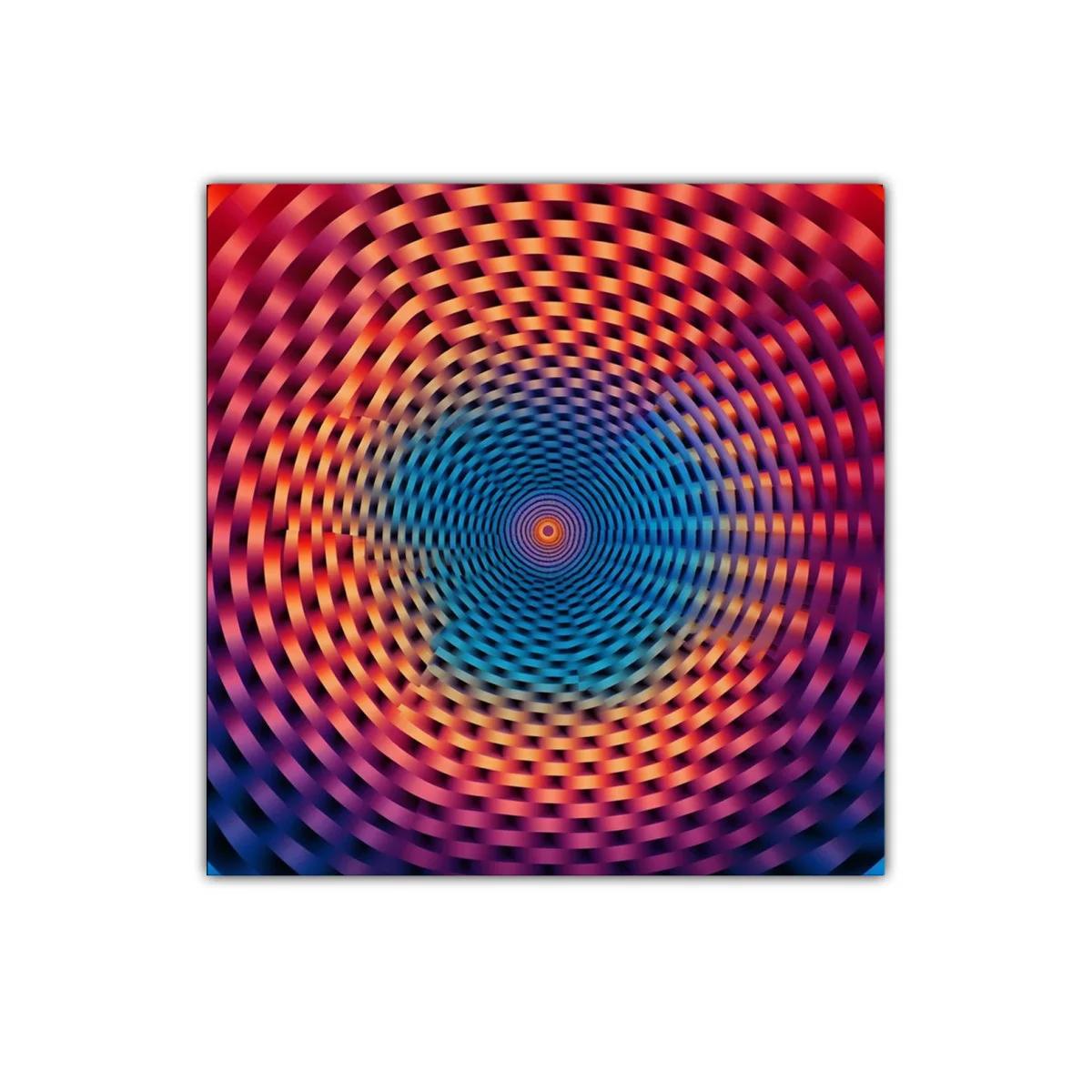 Cuadro abstracto con espiral caleidoscópica vibrante y dinámica — miniatura 1
