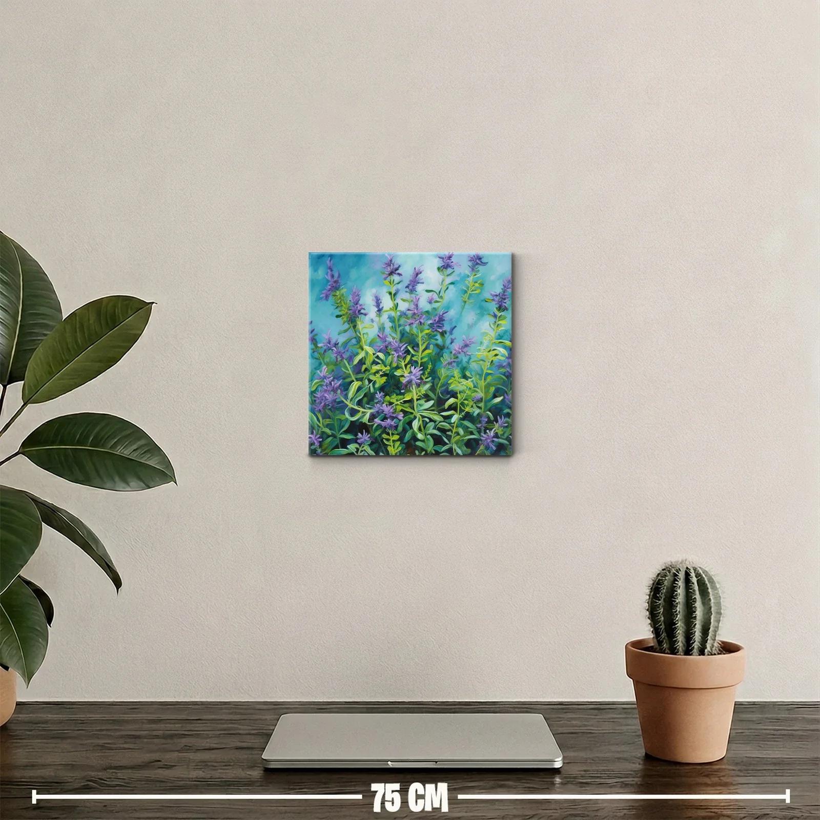 Cuadro decorativo de delicadas flores moradas y verdes — miniatura 2