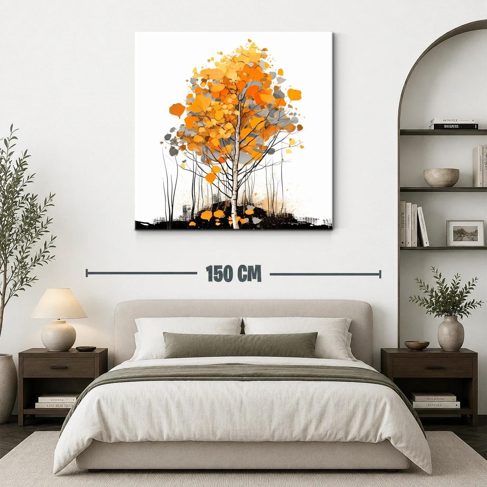 Árbol de otoño con hojas en tonos naranjas y grises — miniatura 3