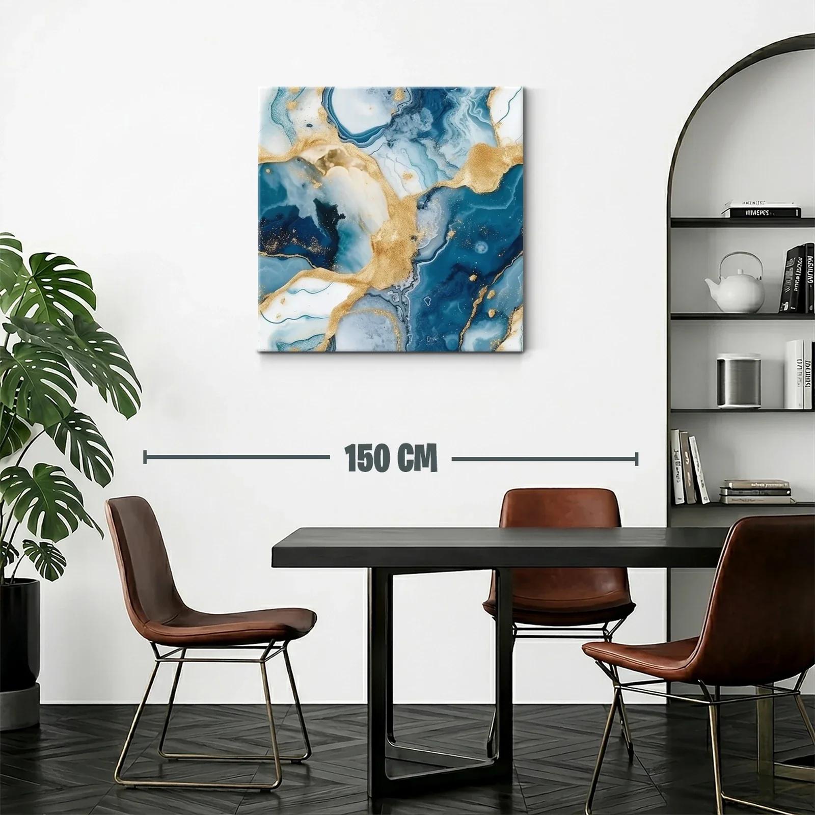 Arte abstracto con tonos azules y dorados elegantes — miniatura 2