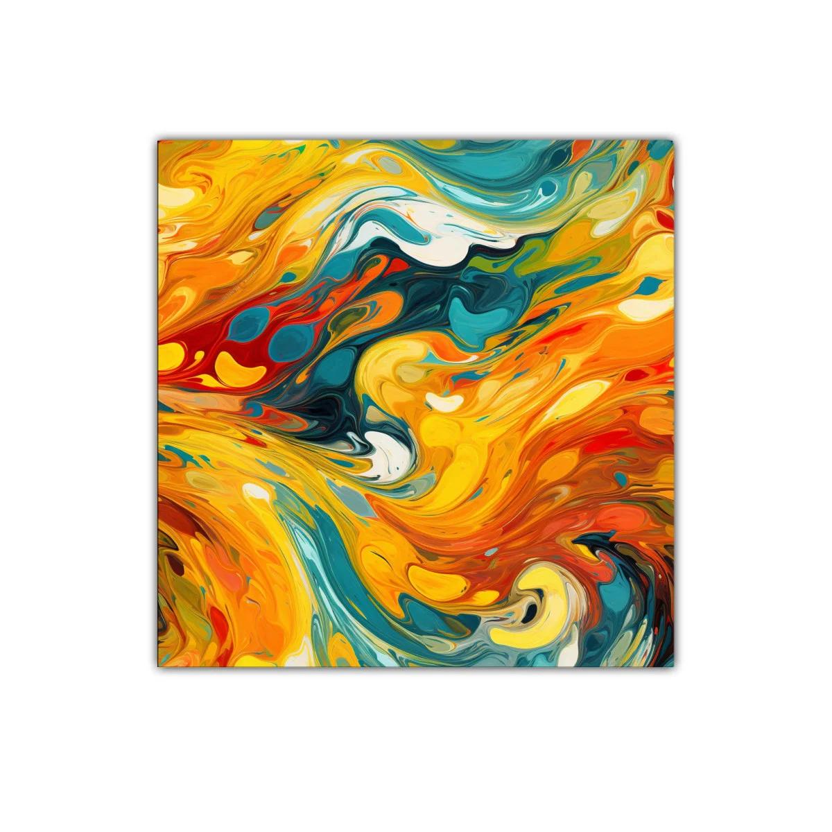 Arte abstracto dinámico con tonos cálidos y fríos vibrantes — miniatura 1