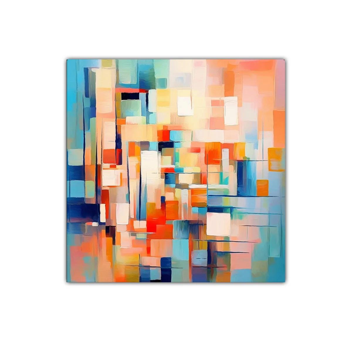 Cuadro abstracto con vibrantes bloques de colores cálidos y fríos — miniatura 1