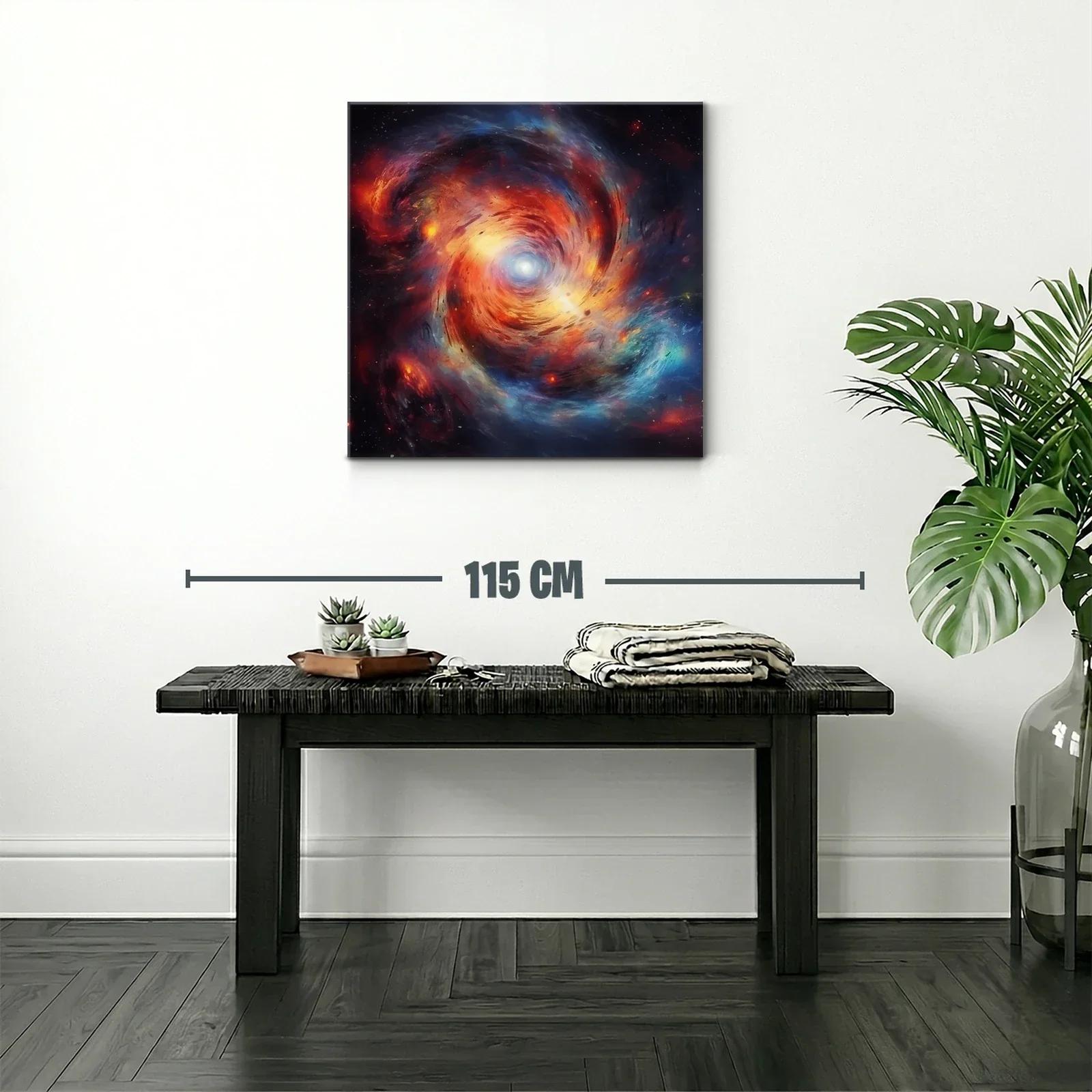 Cuadro abstracto de galaxia en vibrantes tonos cálidos y fríos — miniatura 2