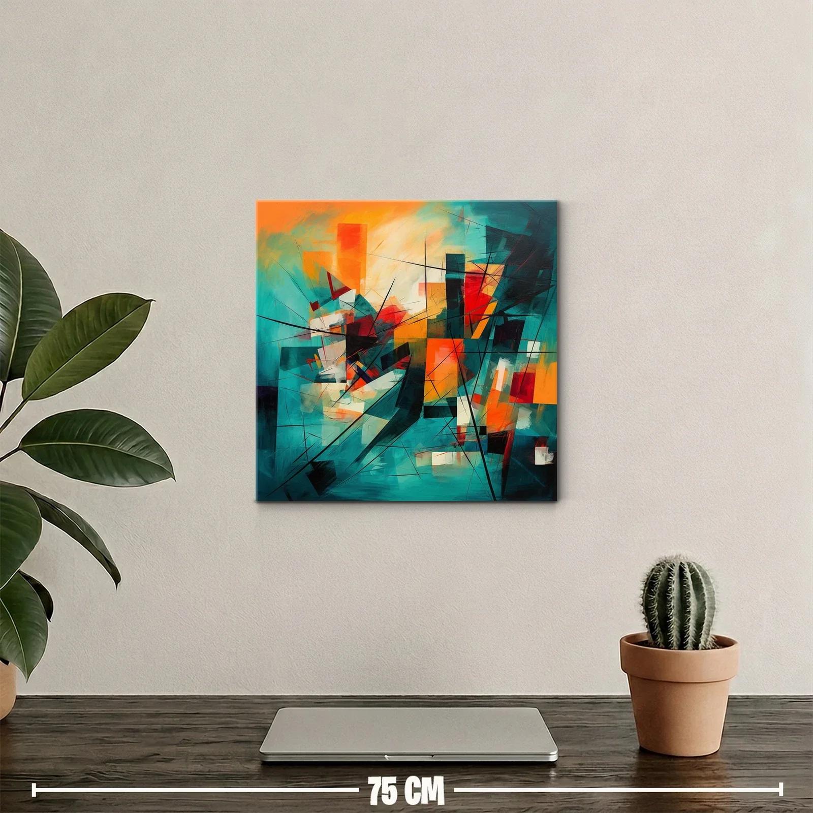 Cuadro abstracto vibrante con formas y líneas dinámicas — miniatura 2
