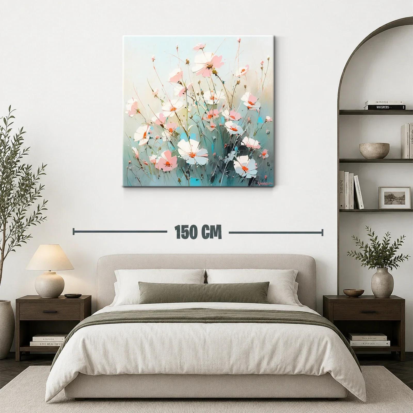 Cuadro con flores delicadas en tonos pastel y azul — miniatura 3