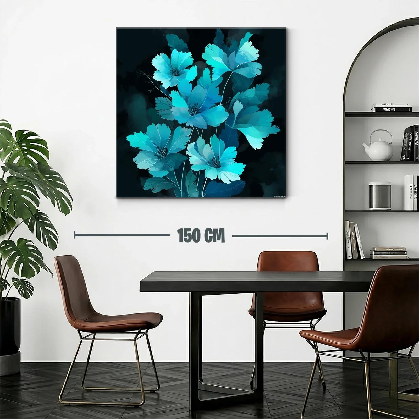 Flores en tonos azules vibrantes con fondo oscuro — miniatura 2