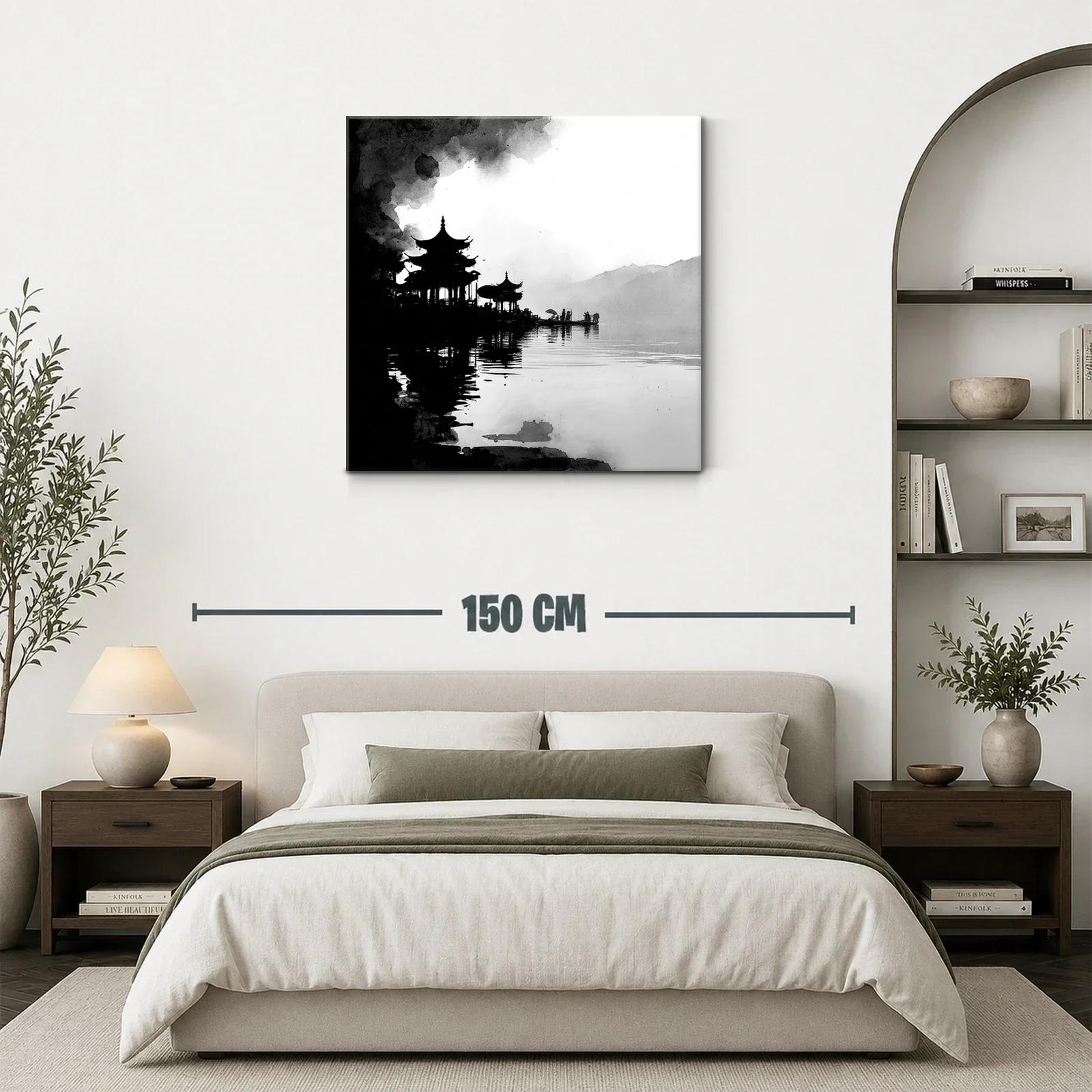 Serenidad oriental en acuarela en blanco y negro — miniatura 3