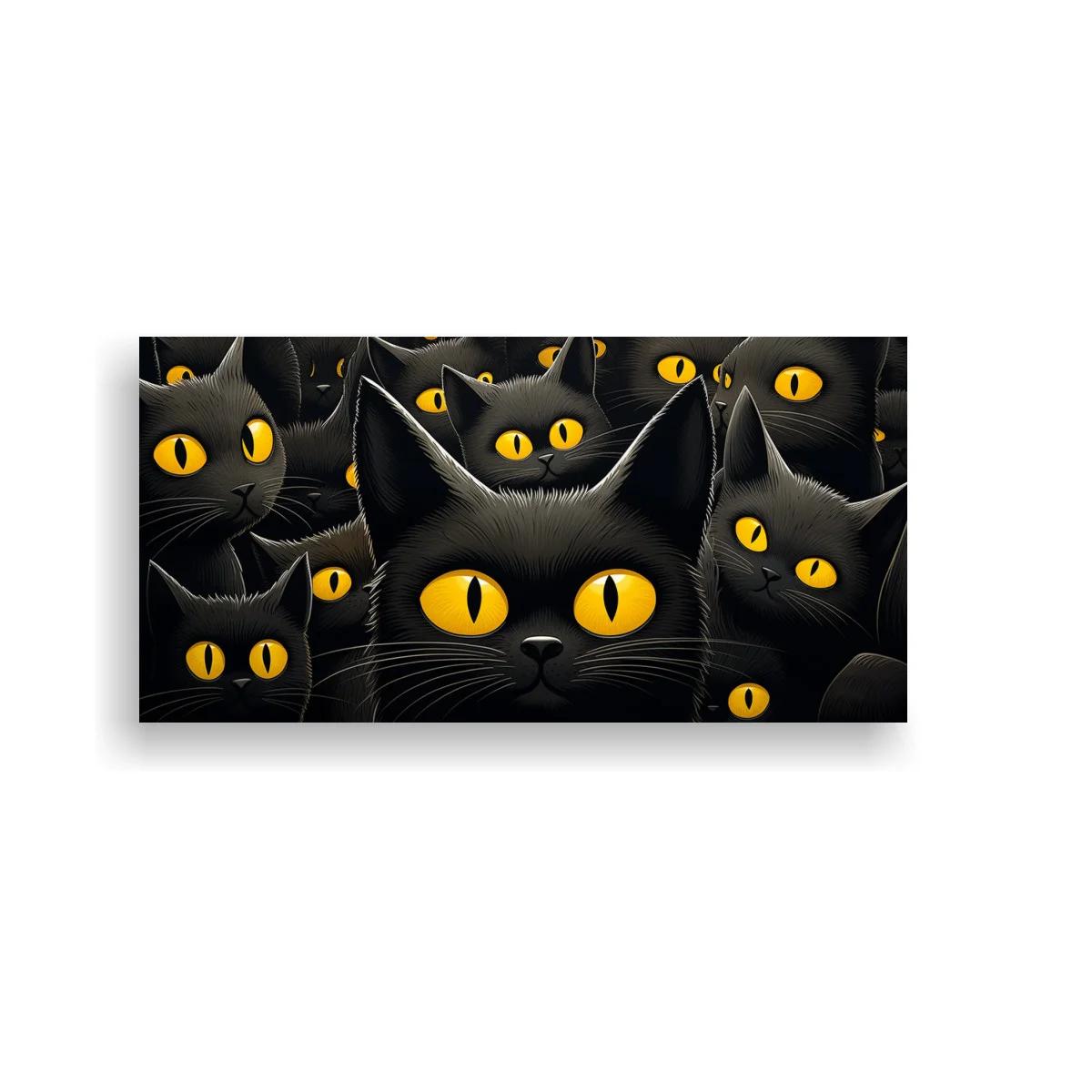 Cuadro grupo de gatos negros con ojos amarillos — imagen principal