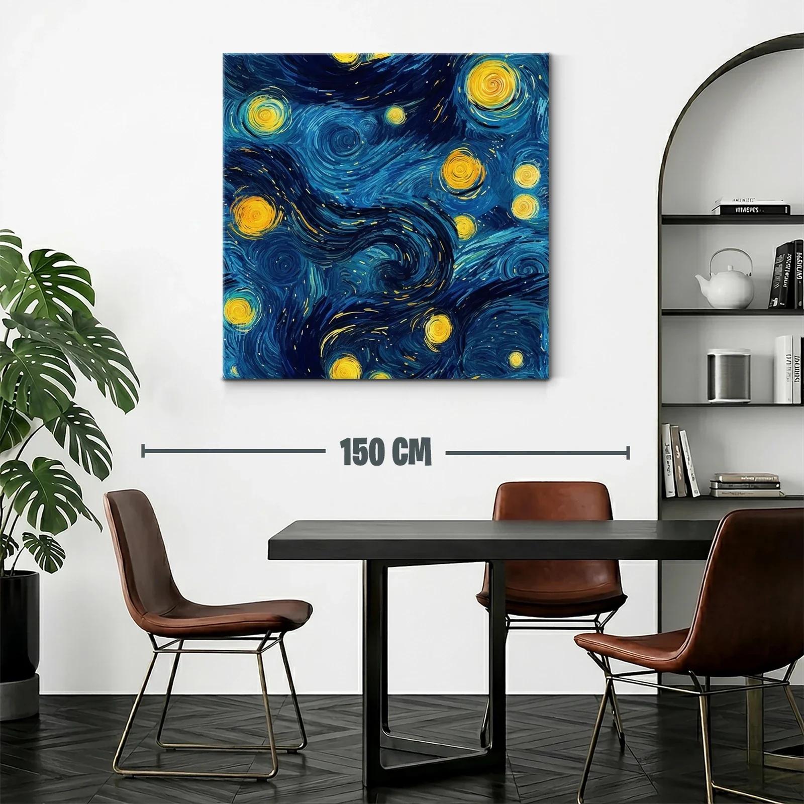 Cuadro vibrante con cielo estrellado en tonos azules y amarillos — miniatura 2