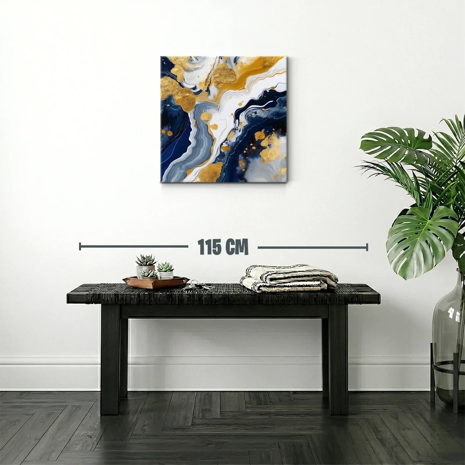 Arte abstracto en tonos dorados y azul profundo elegante — miniatura 2