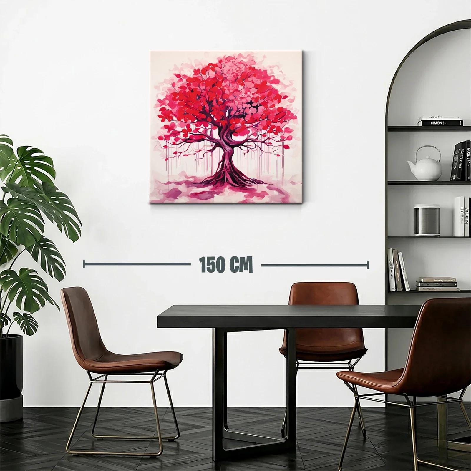 Cuadro moderno árbol con follaje en tonos rojos y rosa — miniatura 2