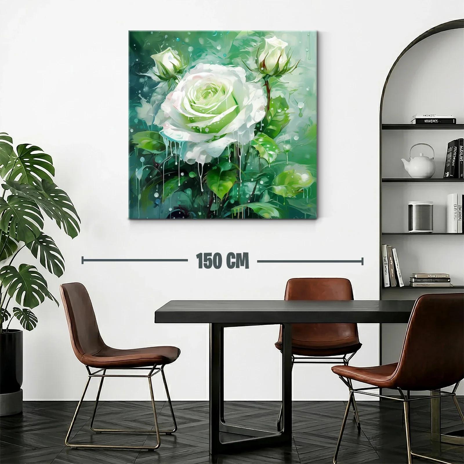 Rosa blanca sobre fondo verde con efecto acuarela — miniatura 2