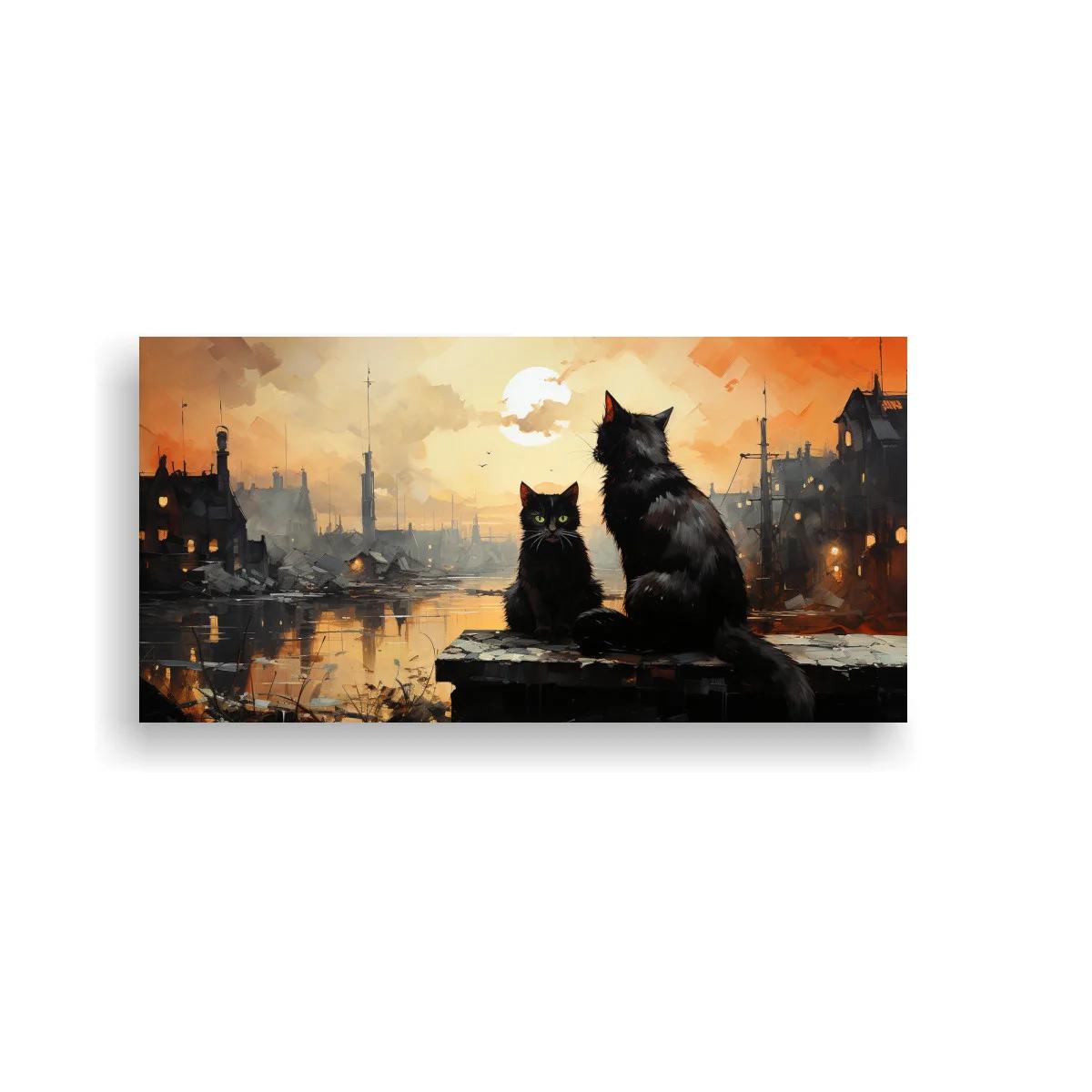 Cuadro dos gatos negros junto al canal — imagen principal
