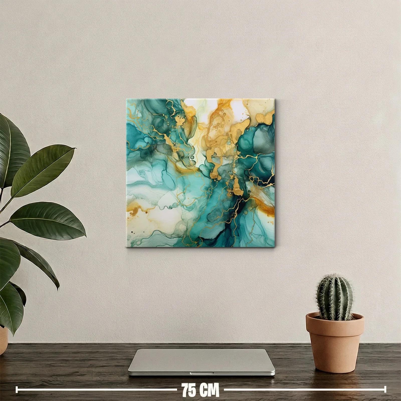 Composición abstracta con tonos verdes y dorados elegantes — miniatura 2