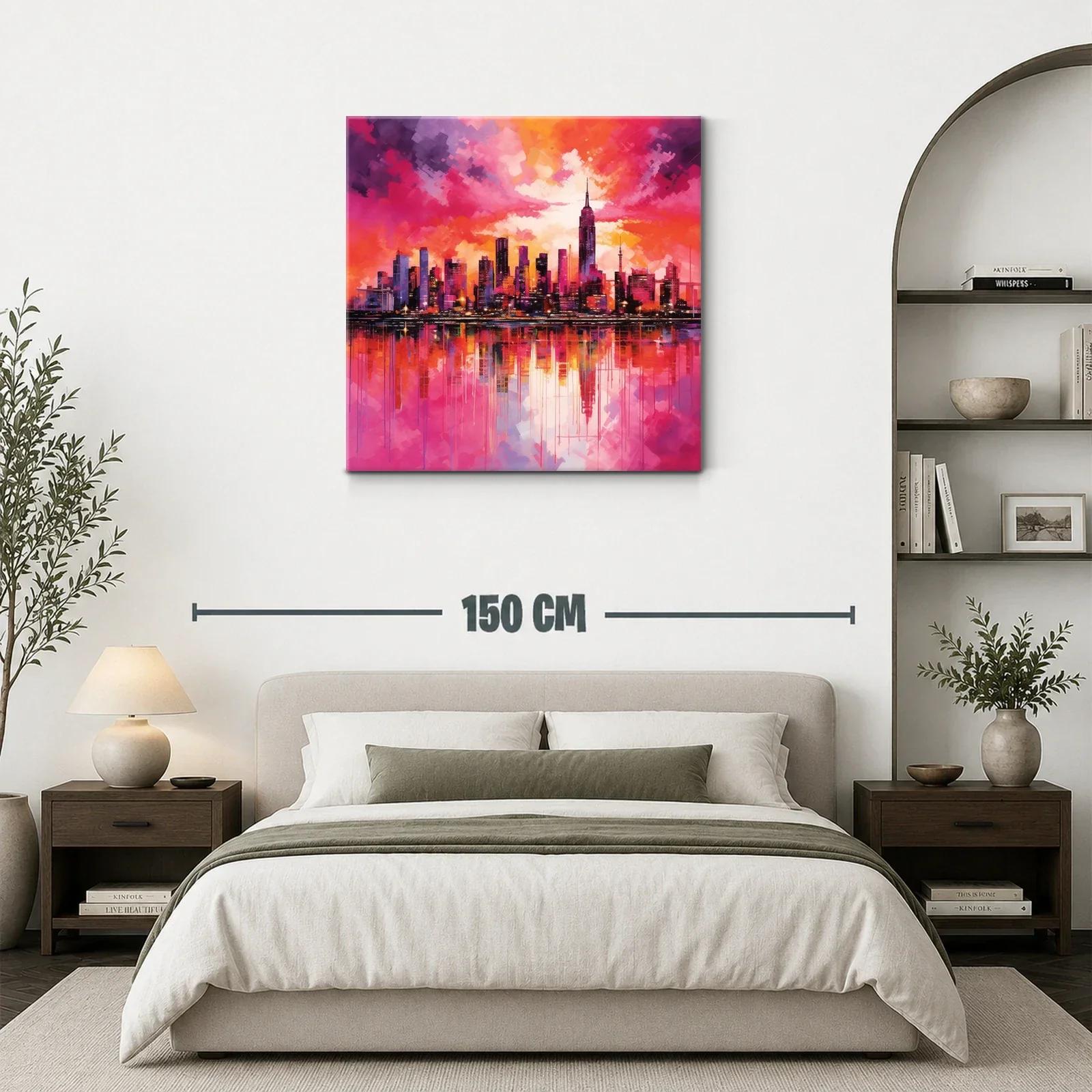 Atardecer vibrante en skyline urbano con reflejos intensos — miniatura 3
