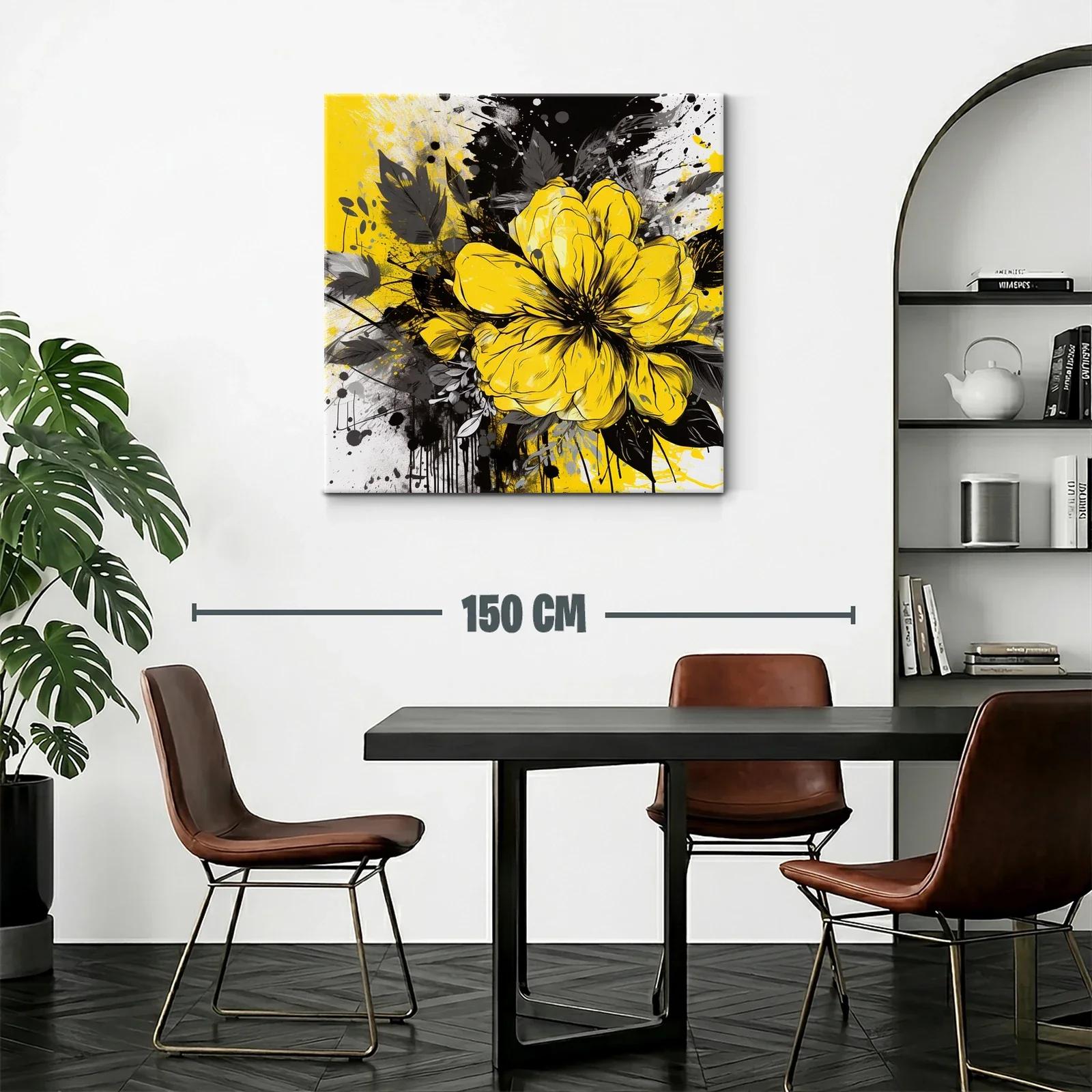 Flor amarilla brillante con hojas en tonos oscuros — miniatura 2