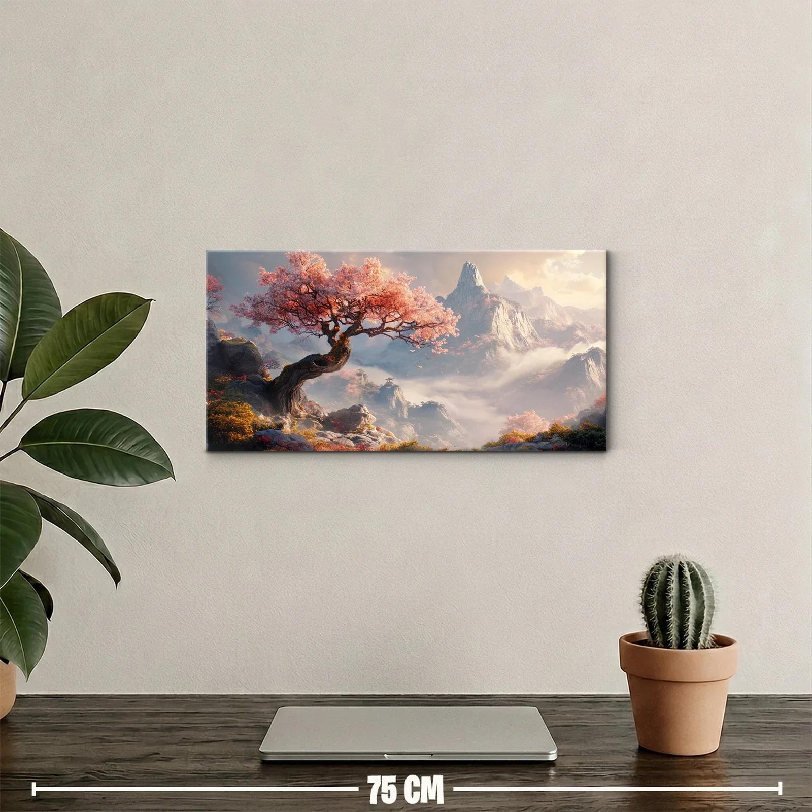 Cuadro árbol de flor rosa con tronco curvo — miniatura 2