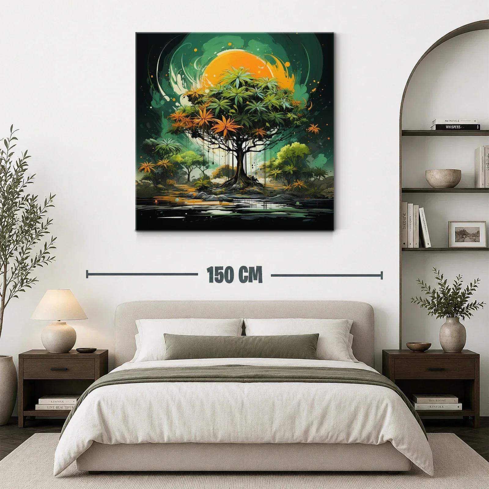 Árbol vibrante con tonos verdes y naranjas bajo sol intenso — miniatura 3