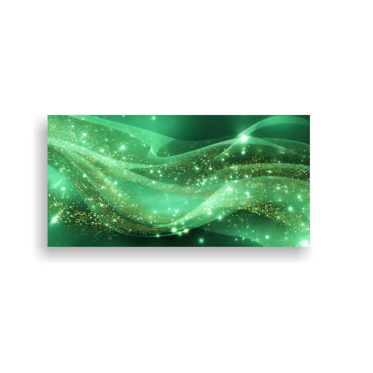 Cuadro ondas de luz verdes con brillo disperso — imagen principal