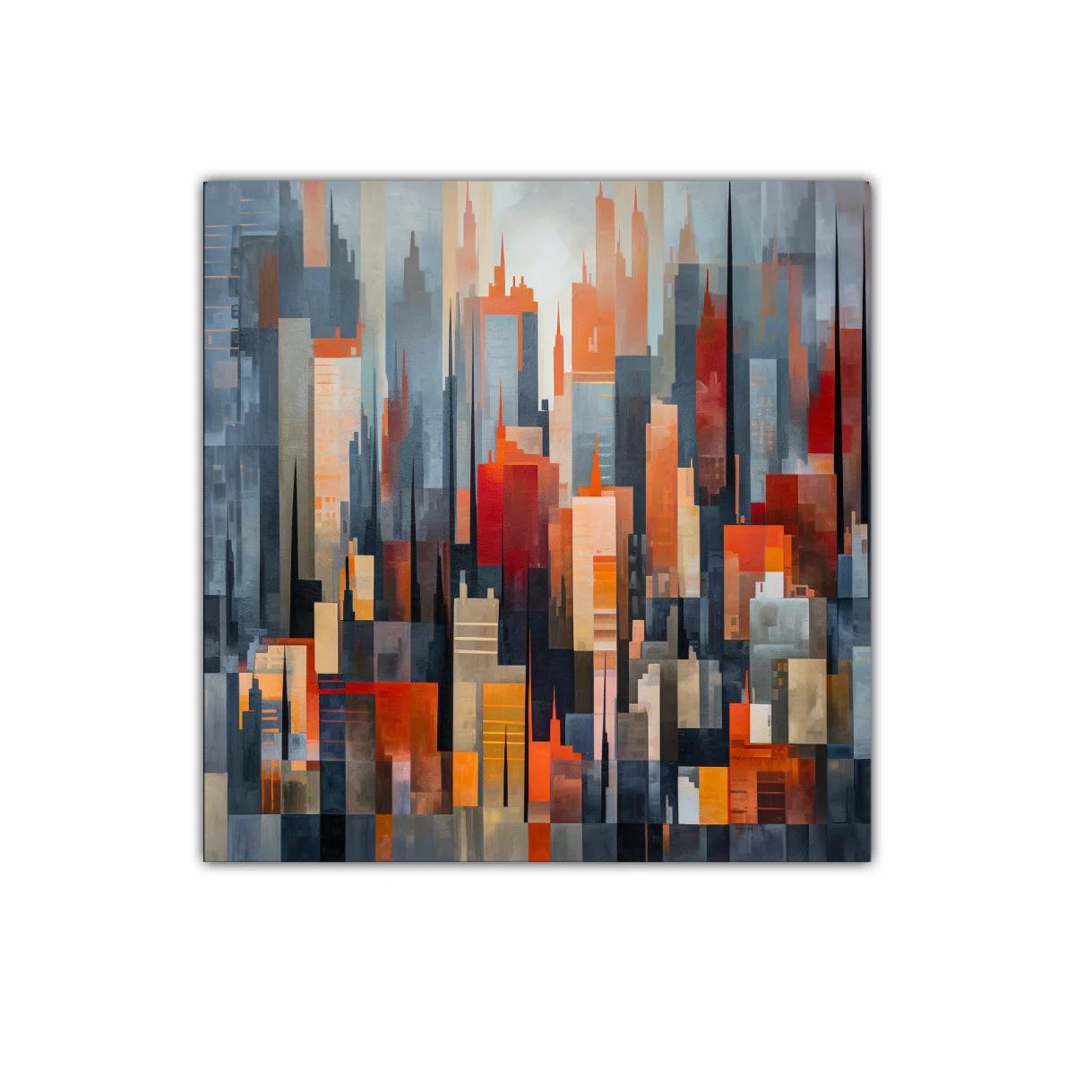 Composición abstracta de paisaje urbano con tonos cálidos — miniatura 1