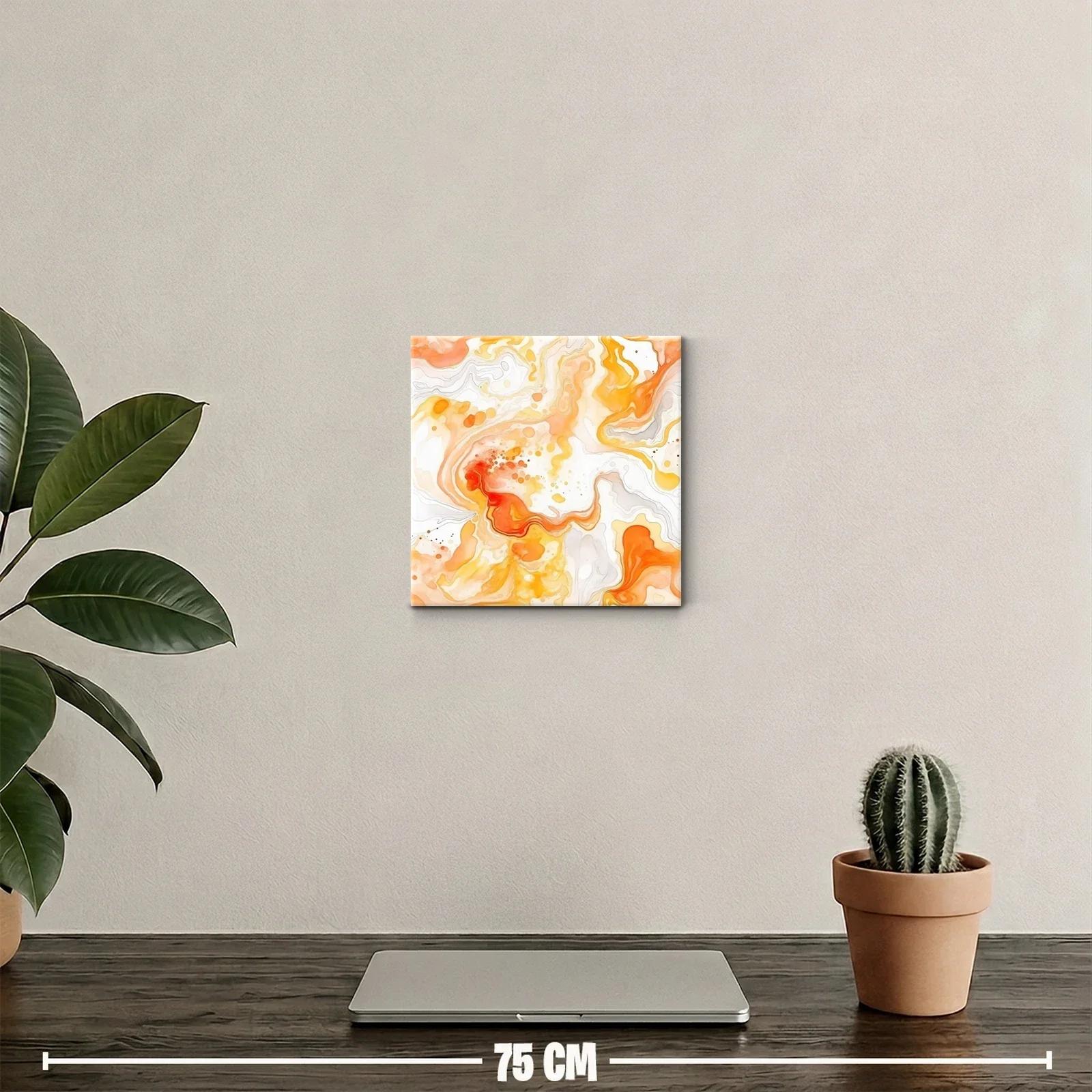 Cuadro abstracto con fluidez y tonos cálidos vibrantes — miniatura 2