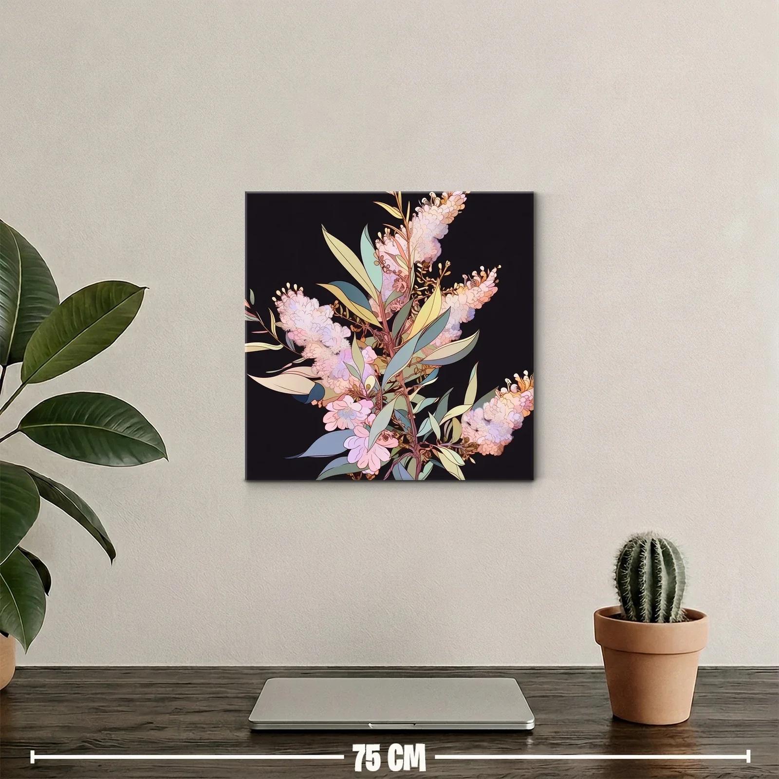 Ramaje Floral en Tonos Pastel sobre Fondo Oscuro — miniatura 2