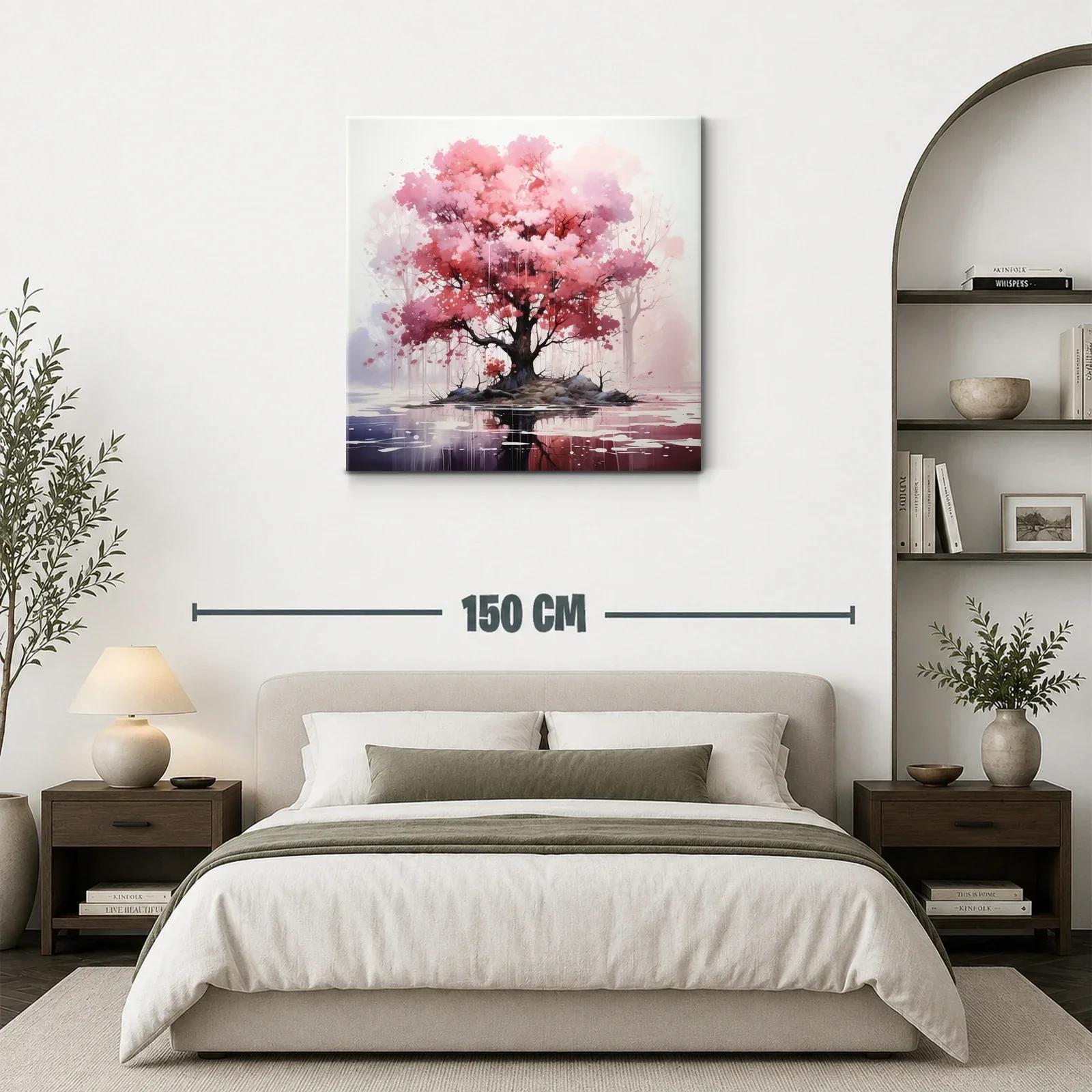 Árbol en tonos rosados con reflejo sereno — miniatura 3