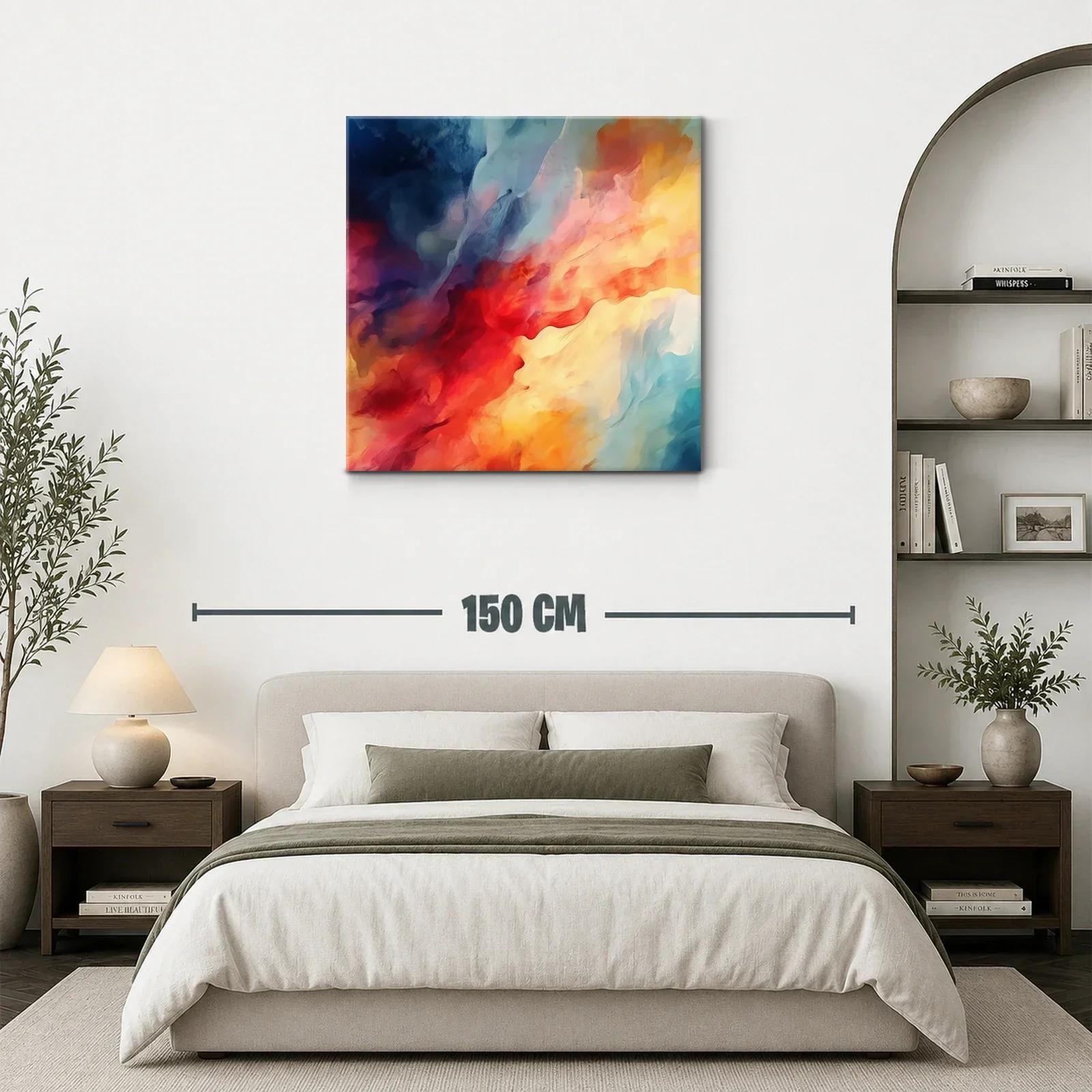Cuadro abstracto con vibrantes tonos cálidos y fríos — miniatura 3