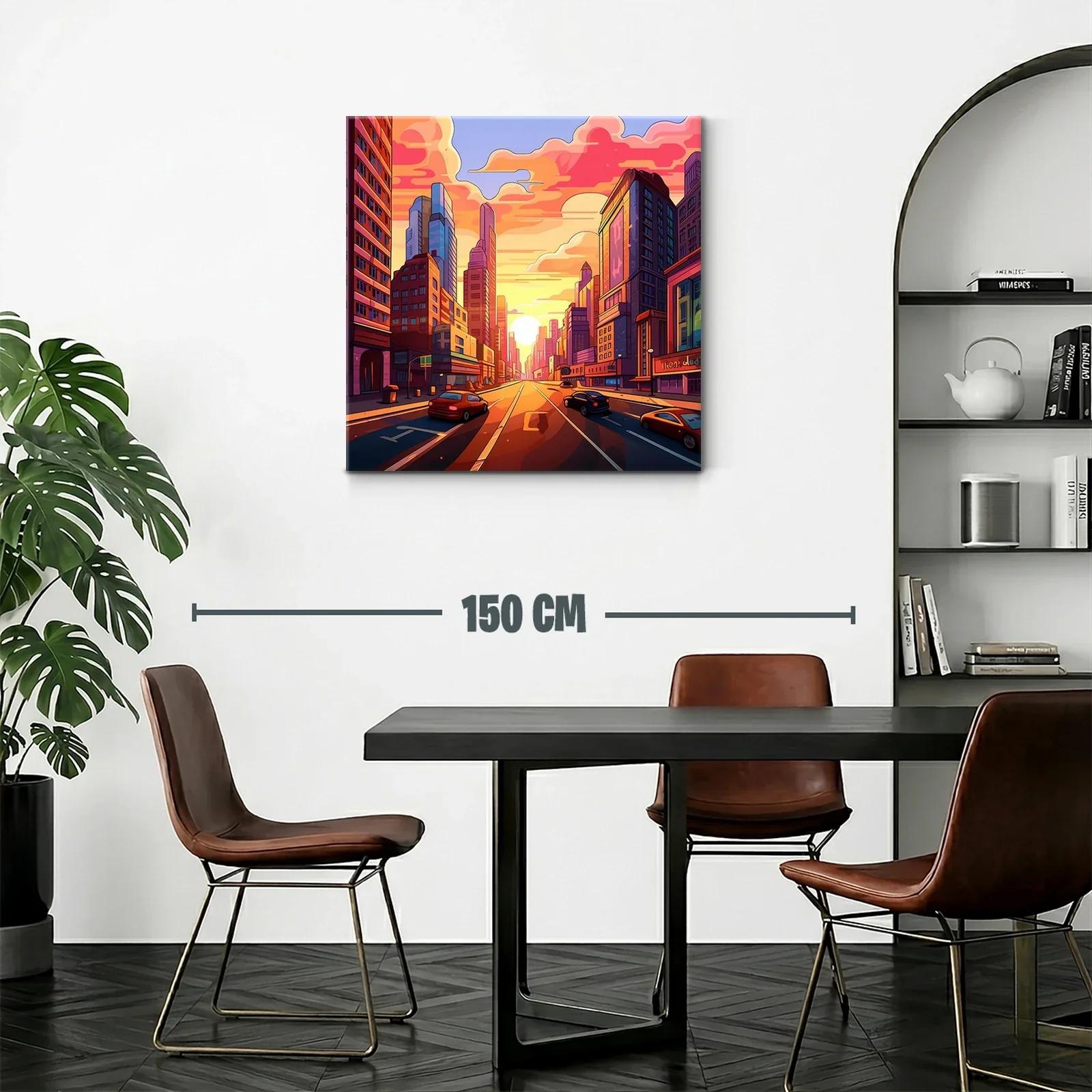 Atardecer vibrante en bulliciosa avenida urbana — miniatura 2