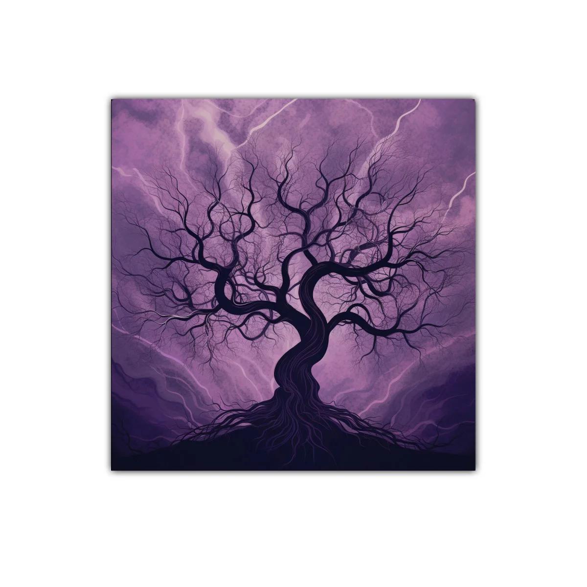 Árbol Sinuoso en Tonos Morados Intenso y Profundo — miniatura 1