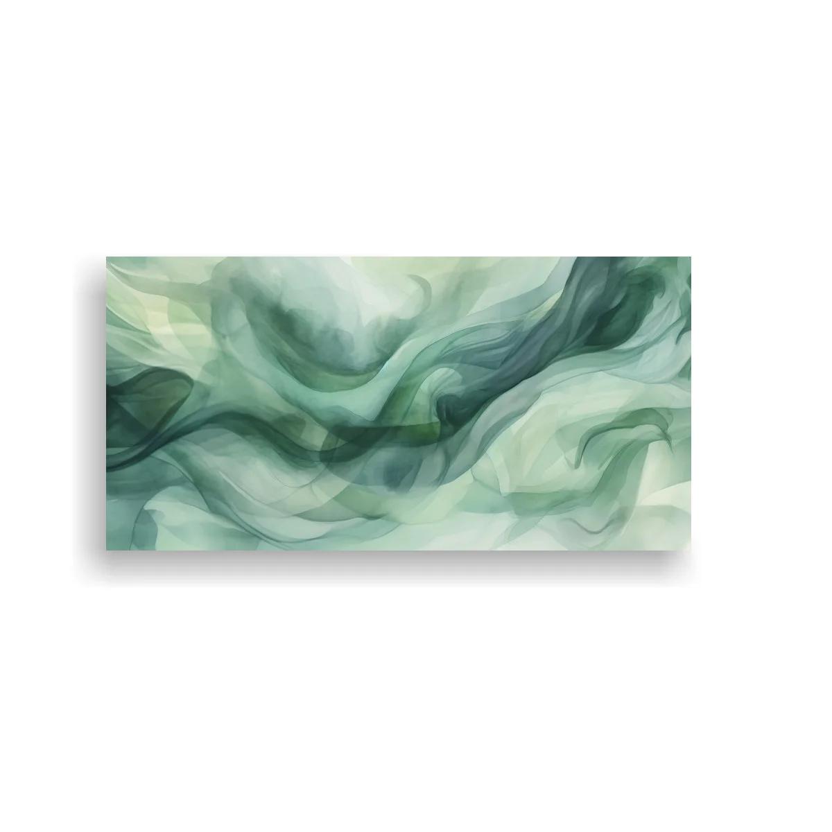 Cuadro formas fluidas en verde azulado con velos superpuestos — imagen principal