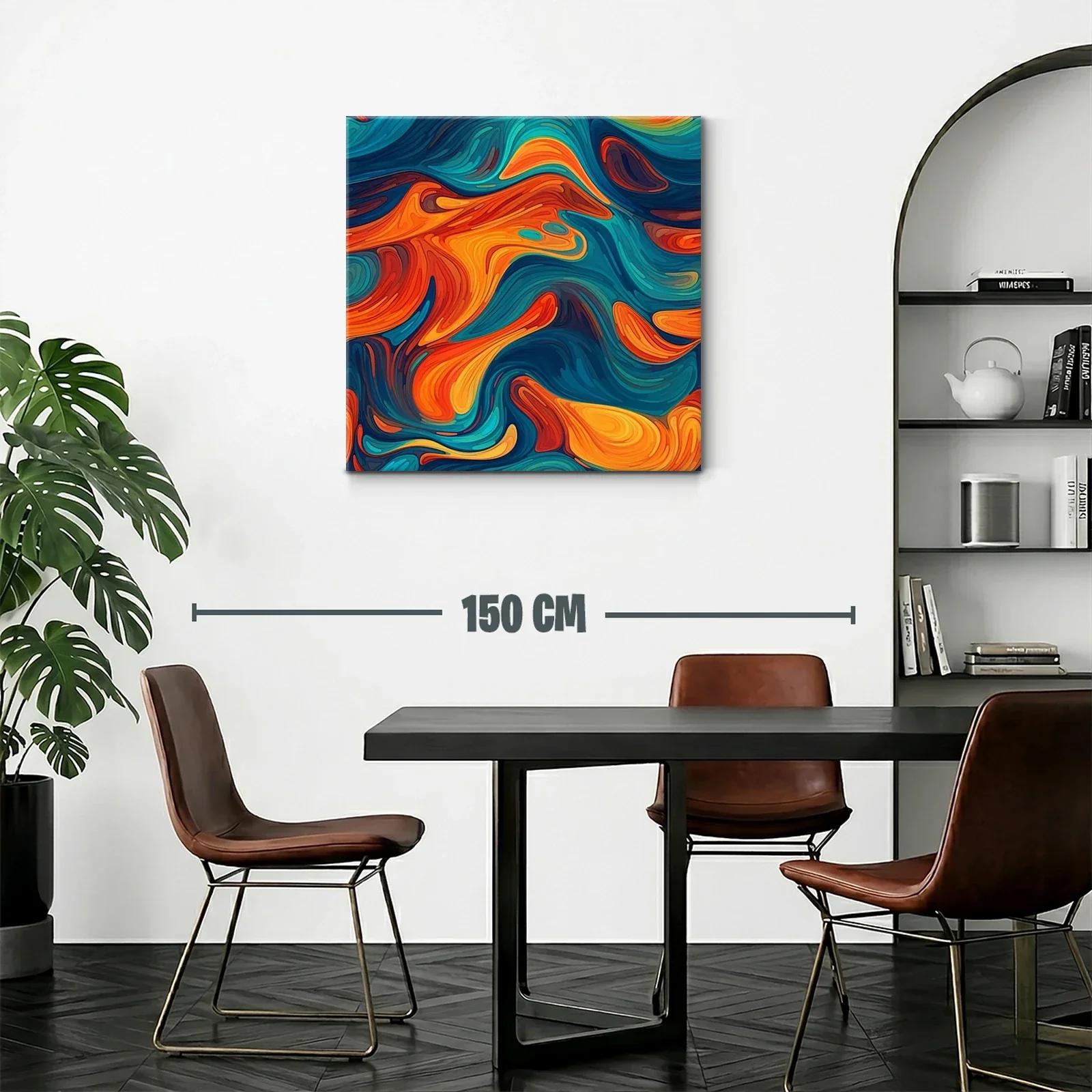 Cuadro abstracto con tonos vibrantes y formas fluidas — miniatura 2