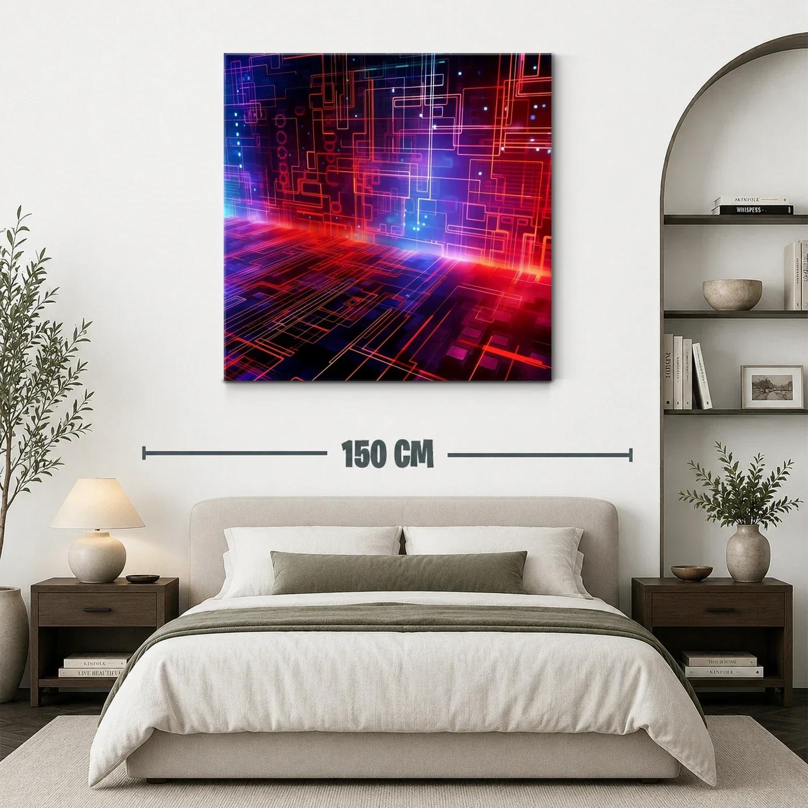 Composición abstracta de líneas luminosas en tonos cálidos y fríos — miniatura 3