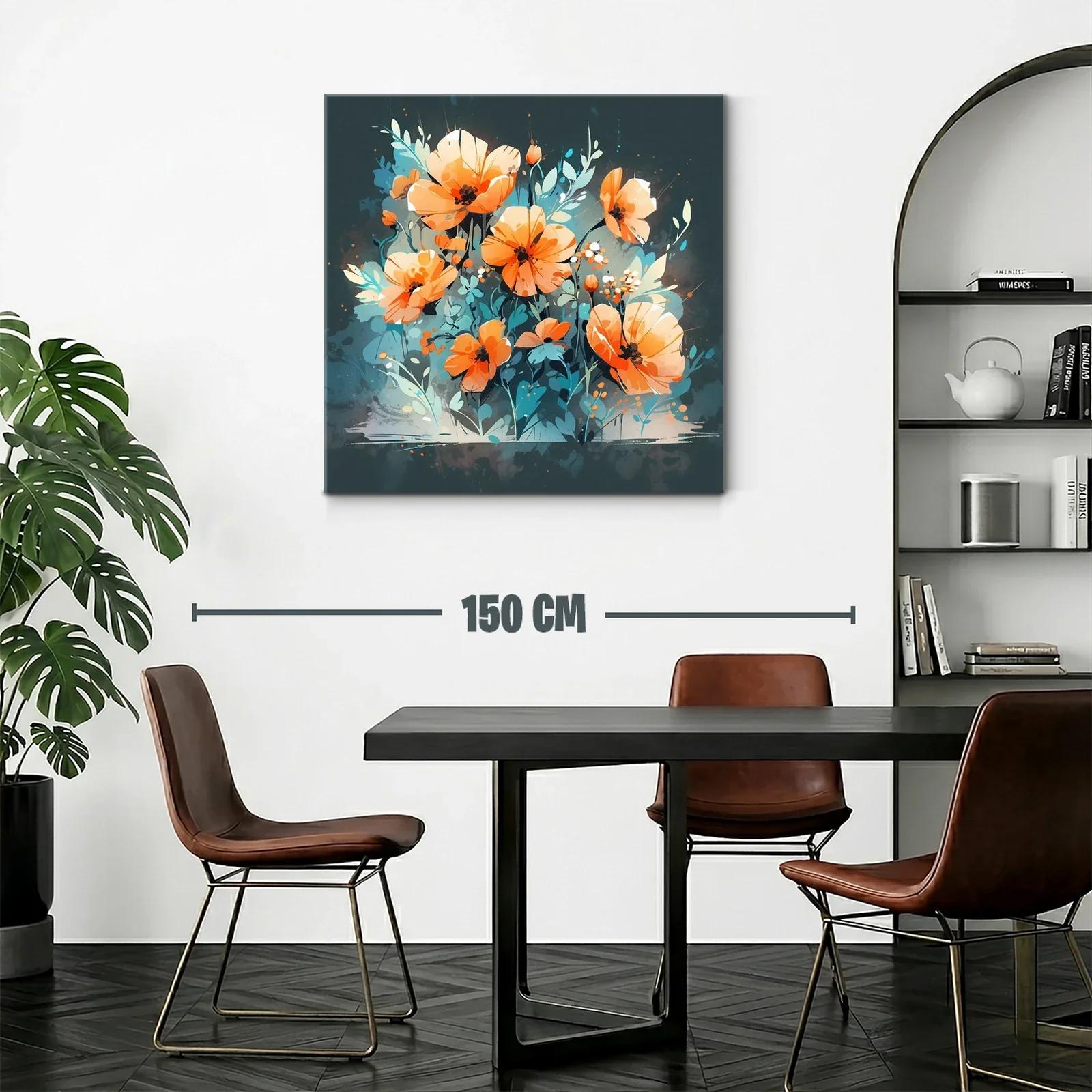 Flores naranjas vibrantes sobre fondo azul profundo — miniatura 2
