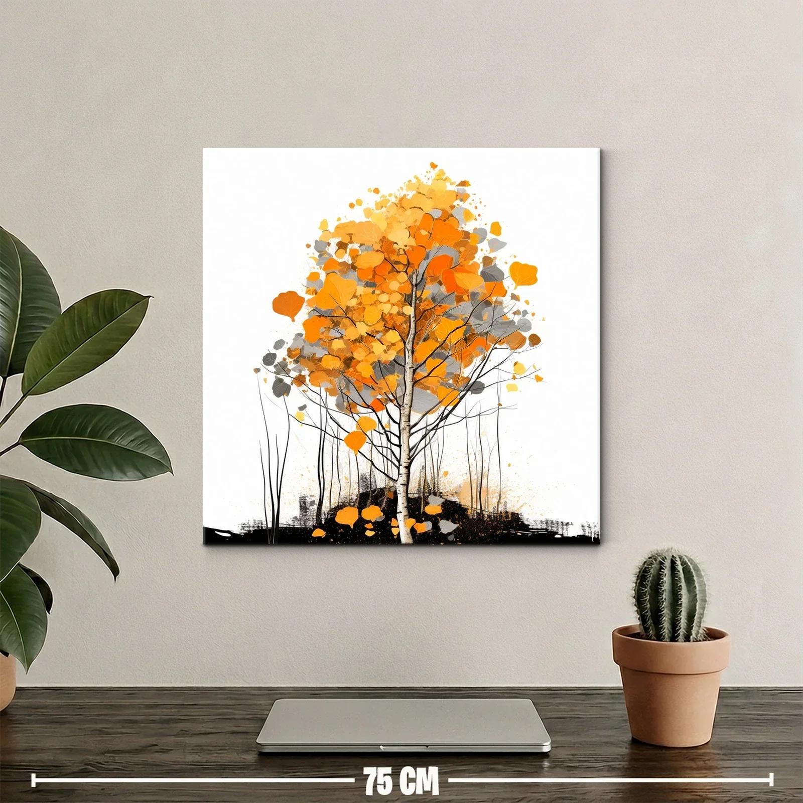 Árbol de otoño con hojas en tonos naranjas y grises — miniatura 2