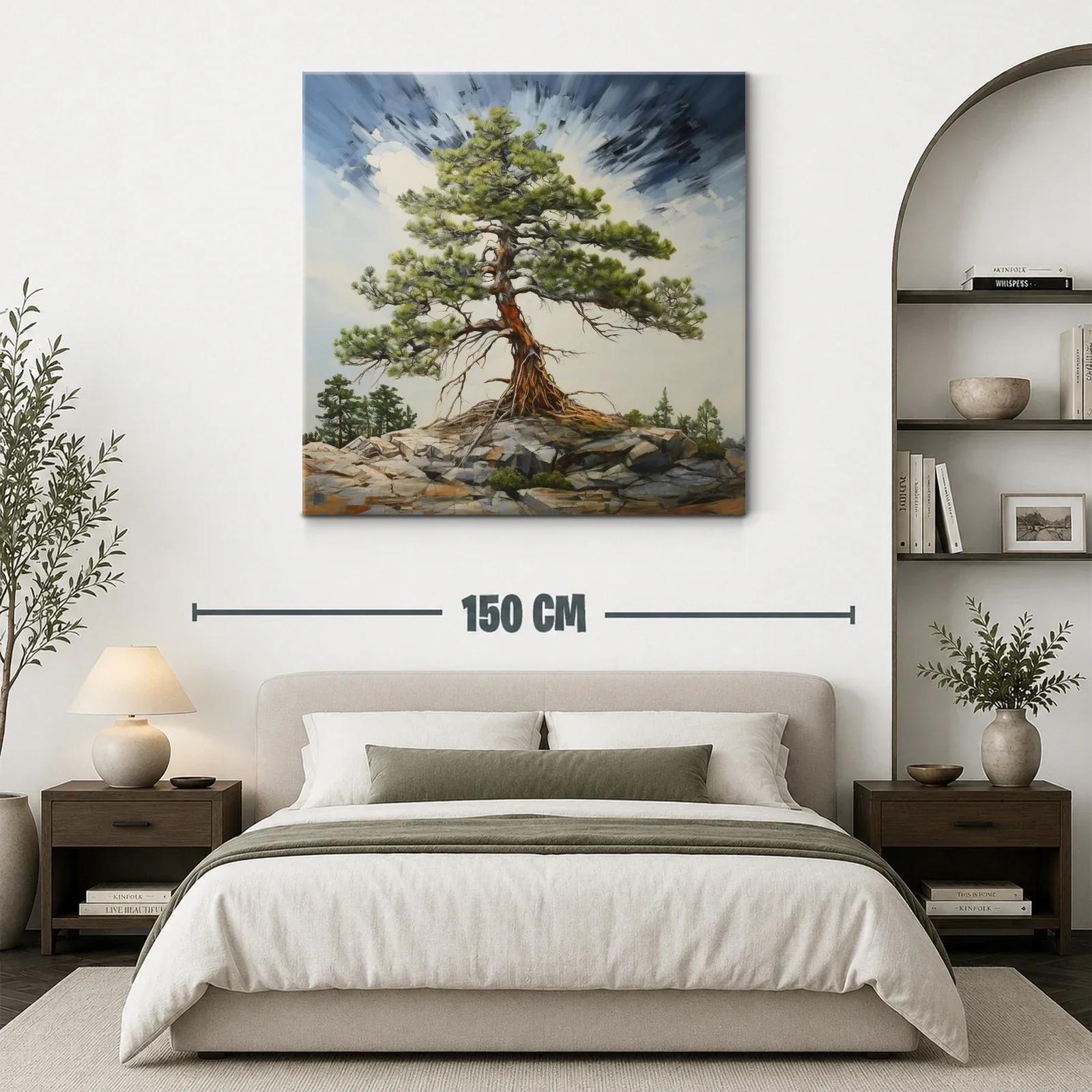 Árbol solitario en paisaje rocoso con explosión de luz — miniatura 3
