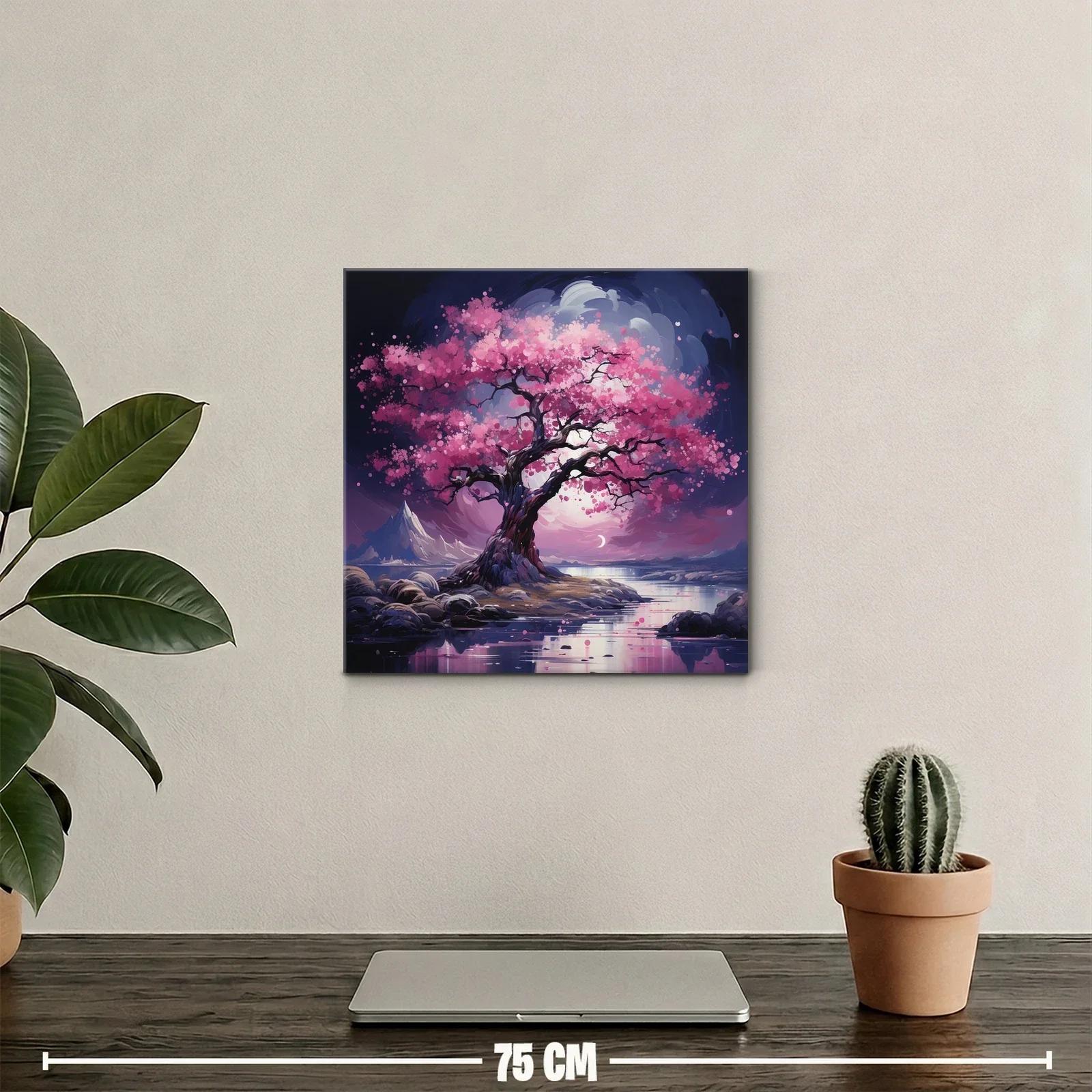 Árbol de Cerezo en Flor con Reflejos Nocturnos — miniatura 2