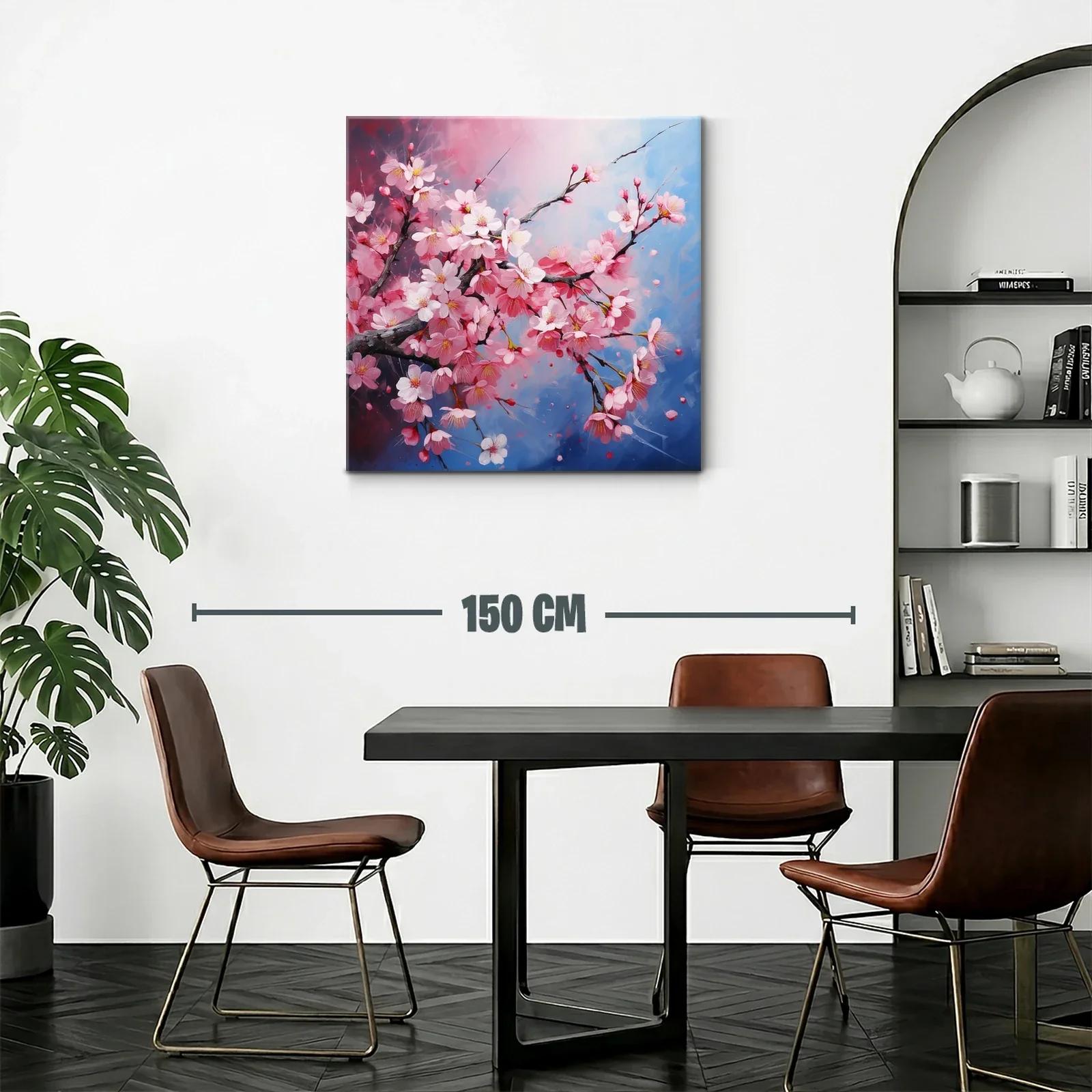 Rama de flores de cerezo en tonos rosa y azul — miniatura 2