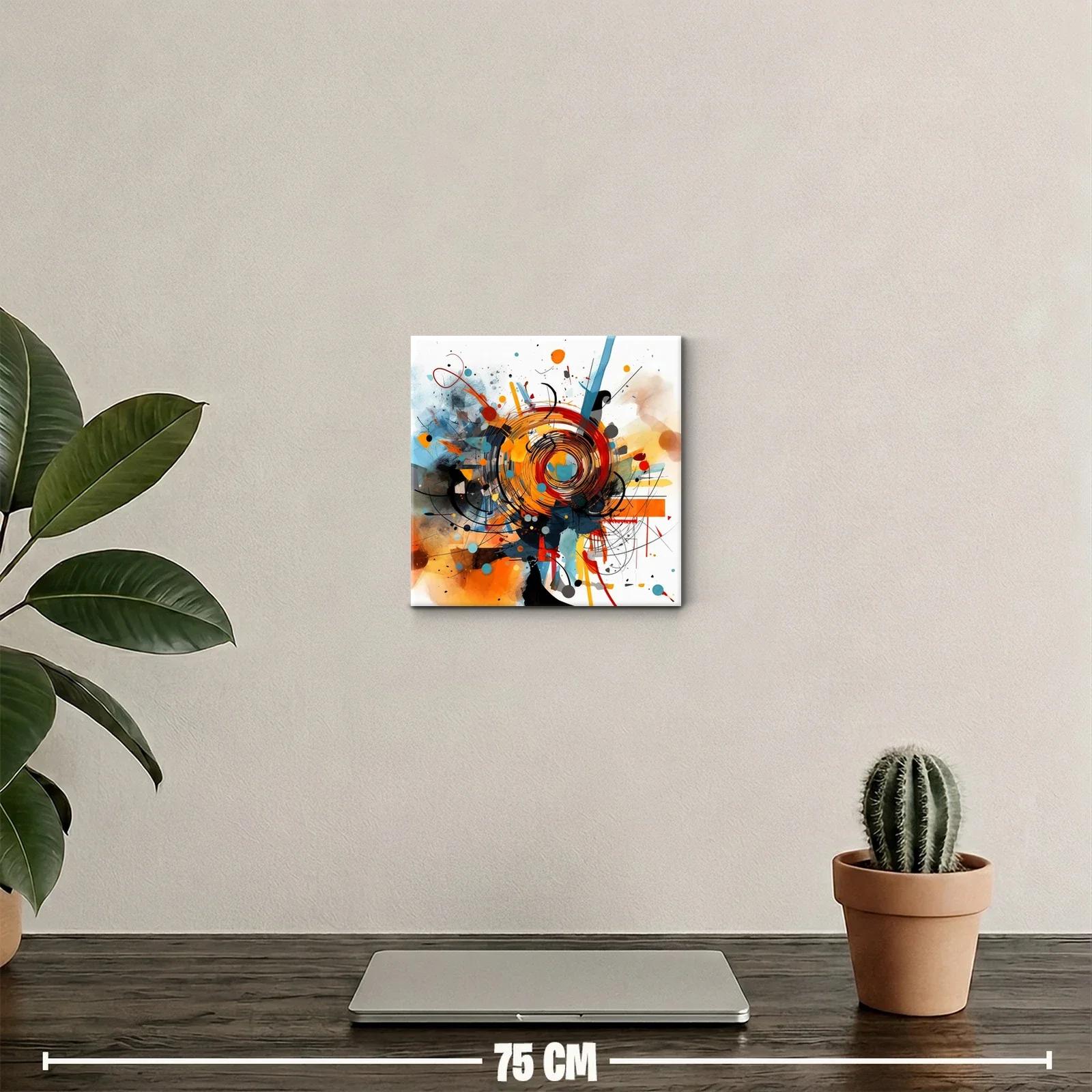 Cuadro abstracto con vibrantes espirales en tonos cálidos — miniatura 2