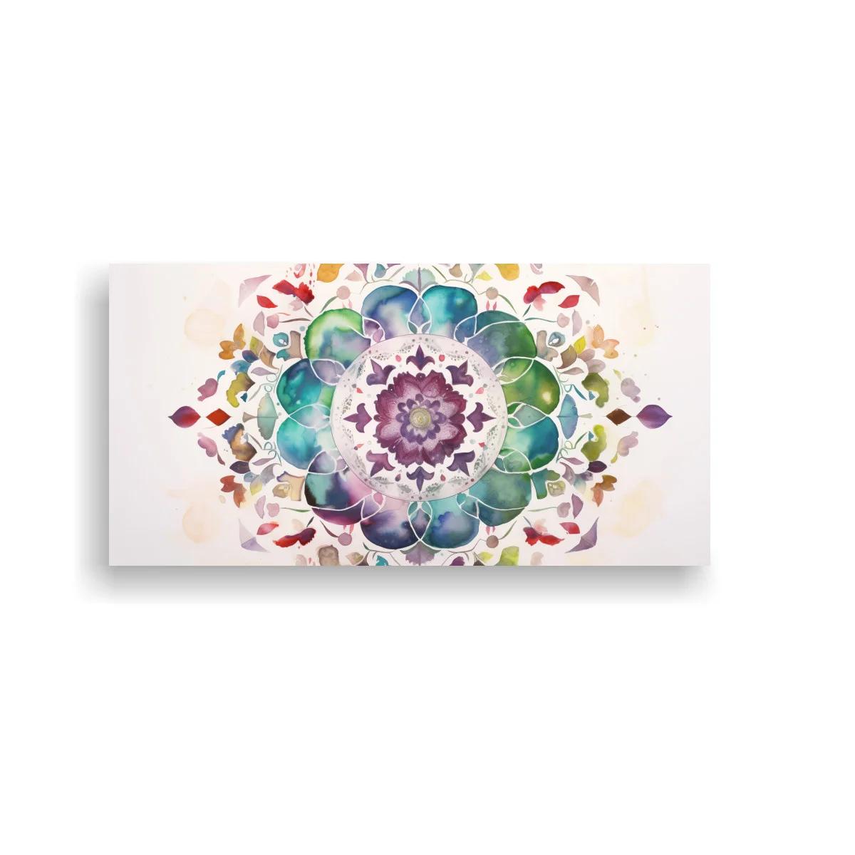 Cuadro mandala floral en acuarela con salpicaduras — imagen principal