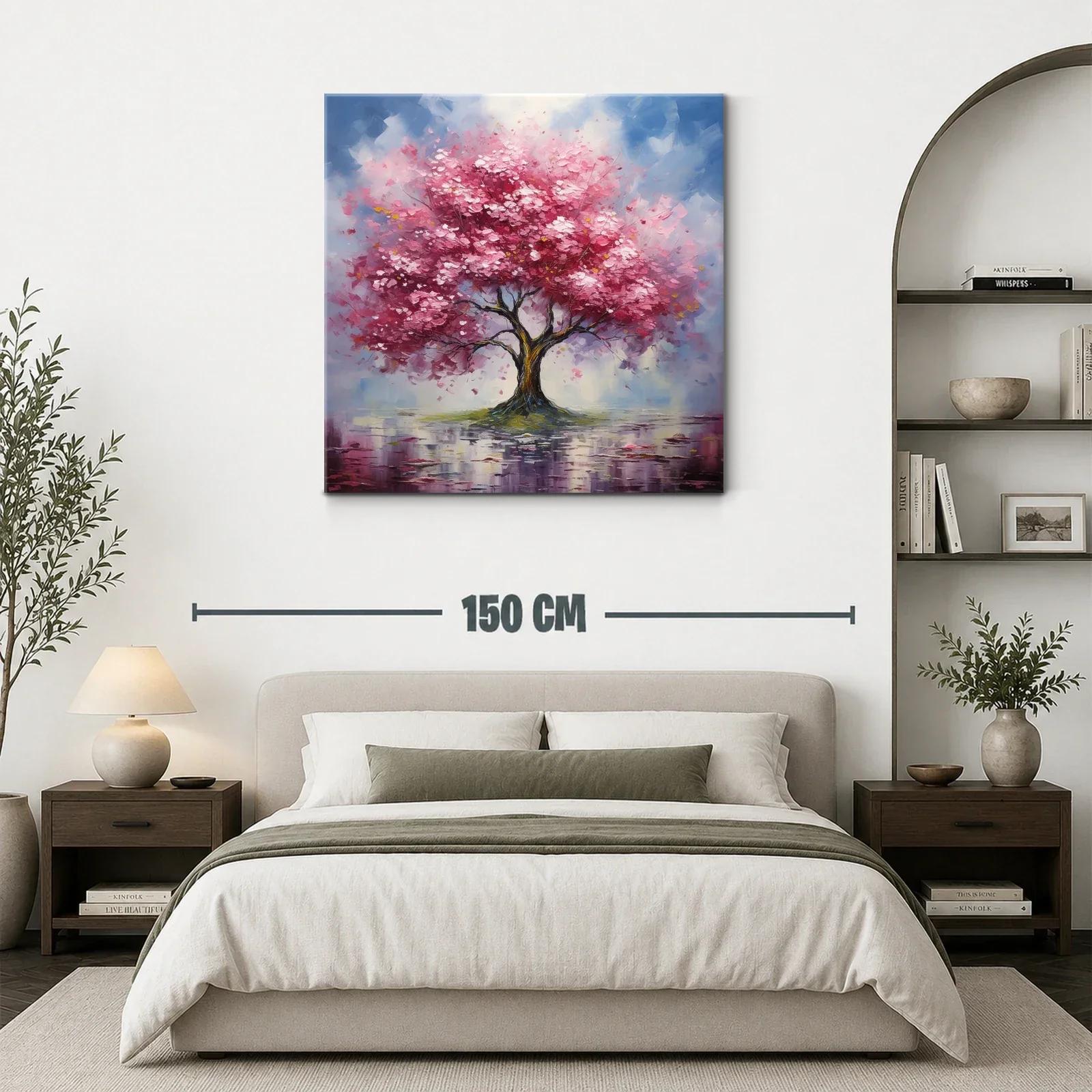 Árbol rosa en paisaje sereno con reflejos delicados — miniatura 3