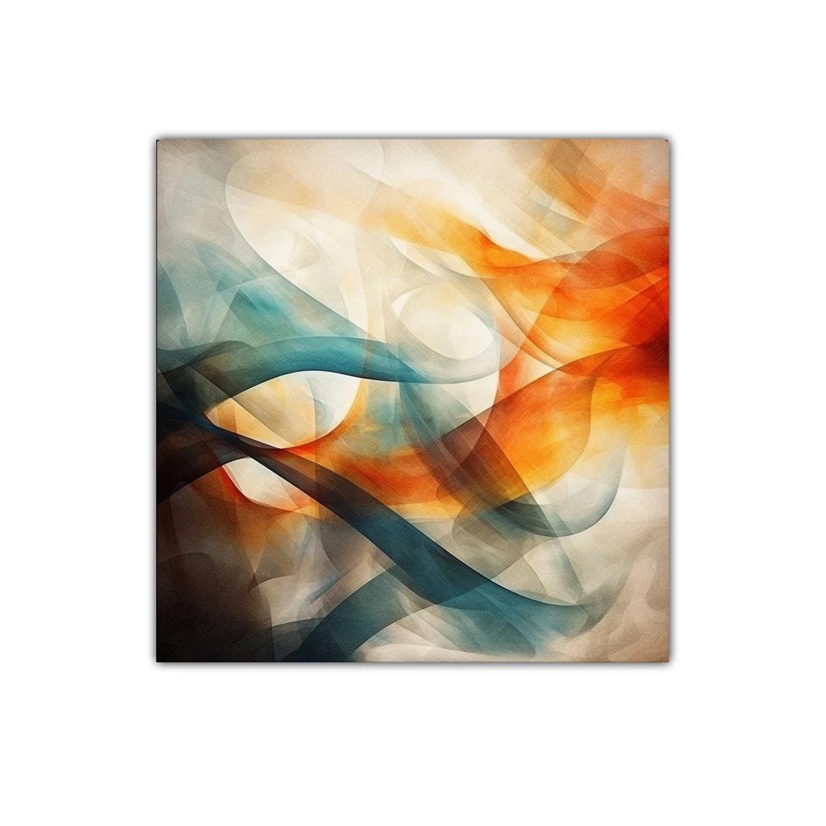 Composición abstracta con tonos cálidos y fríos fluidos — miniatura 1