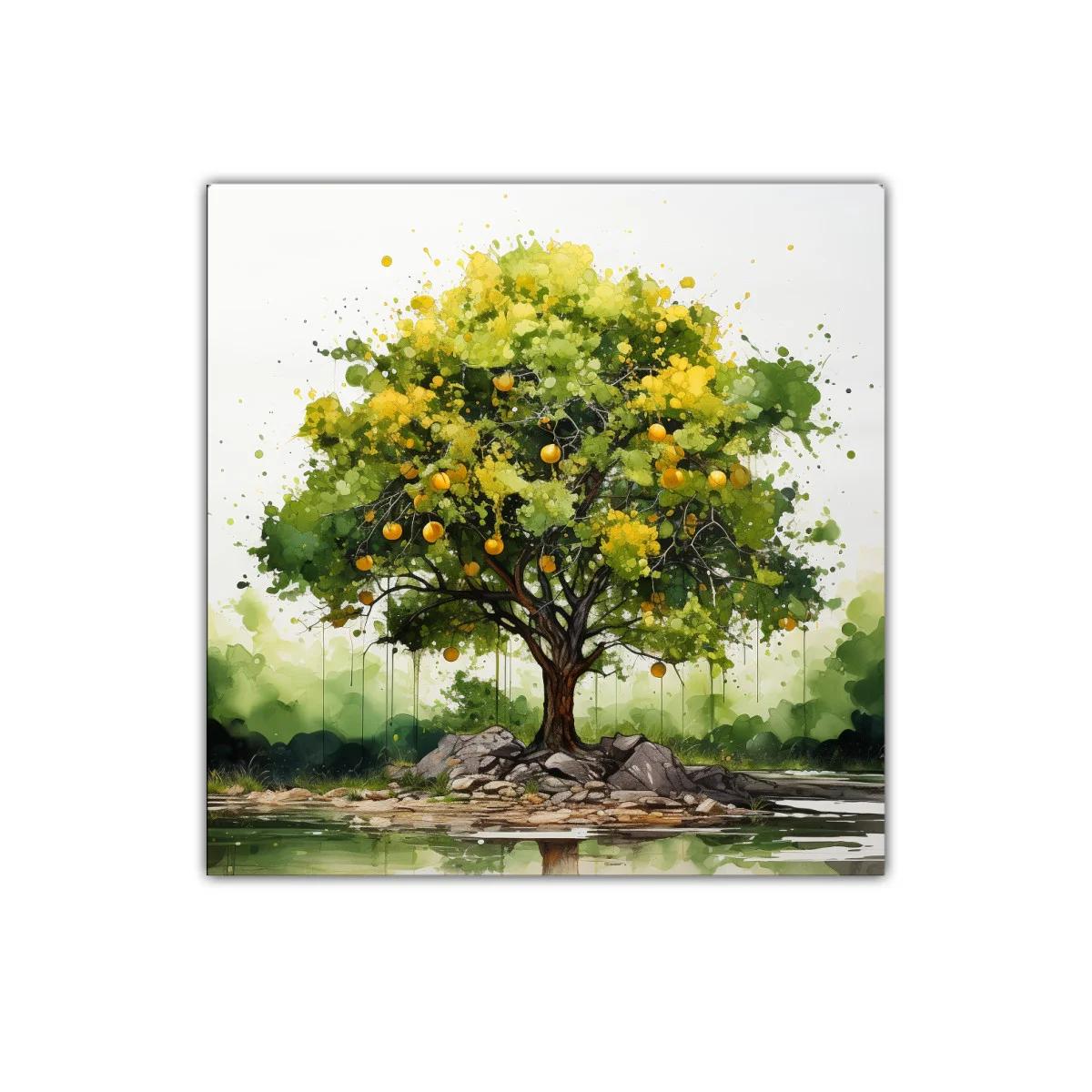 Árbol frutal vibrante sobre islote sereno — miniatura 1