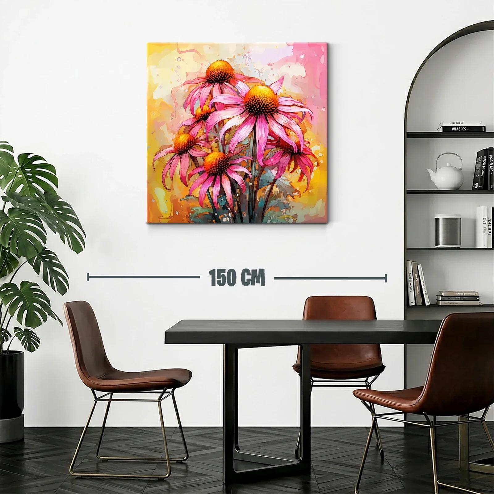 Cuadro vibrante de flores rosas con fondo cálido — miniatura 2