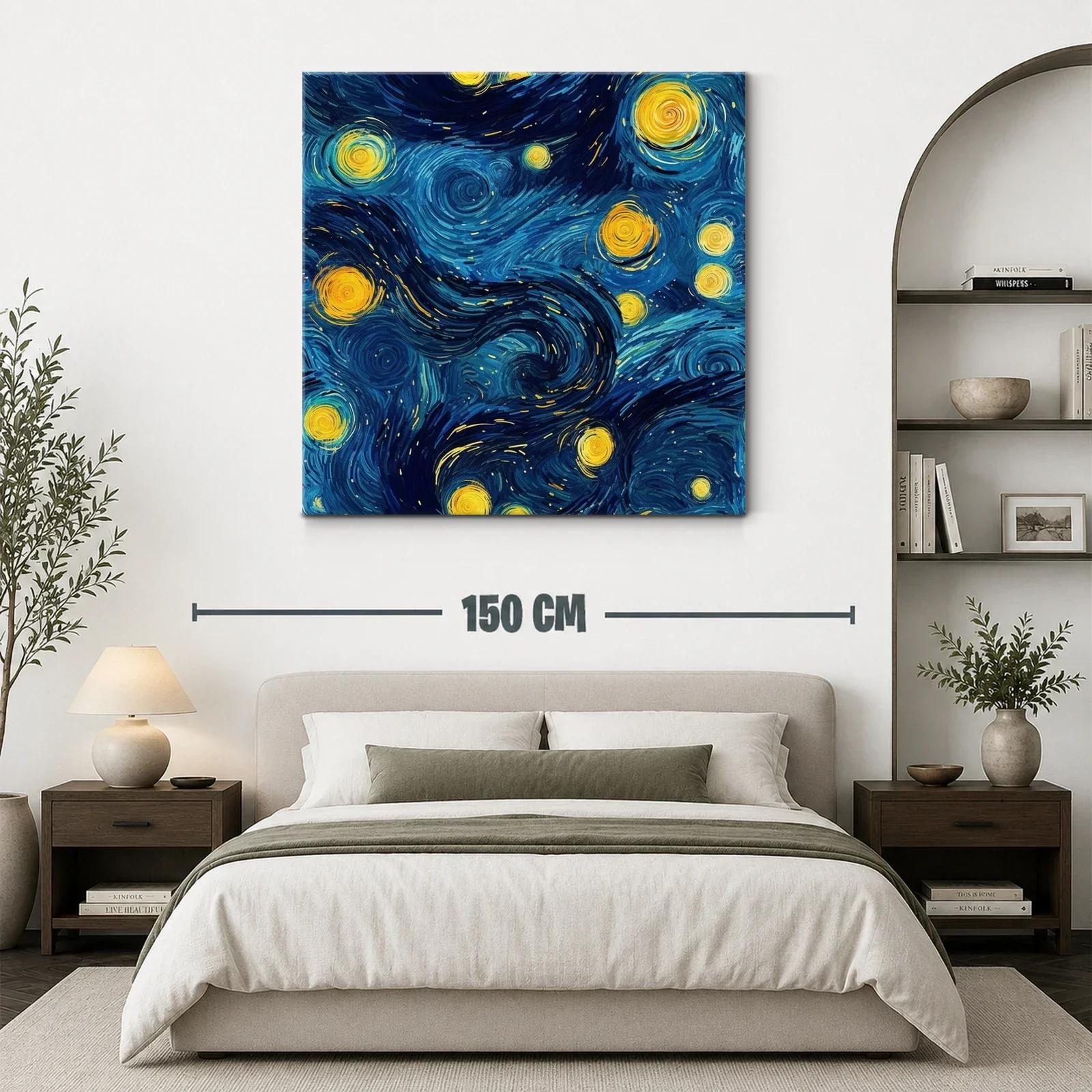 Cuadro vibrante con cielo estrellado en tonos azules y amarillos — miniatura 3