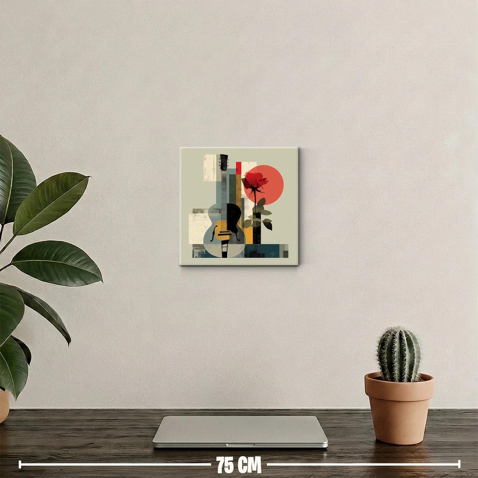 Composición abstracta con guitarra y rosa roja — miniatura 2