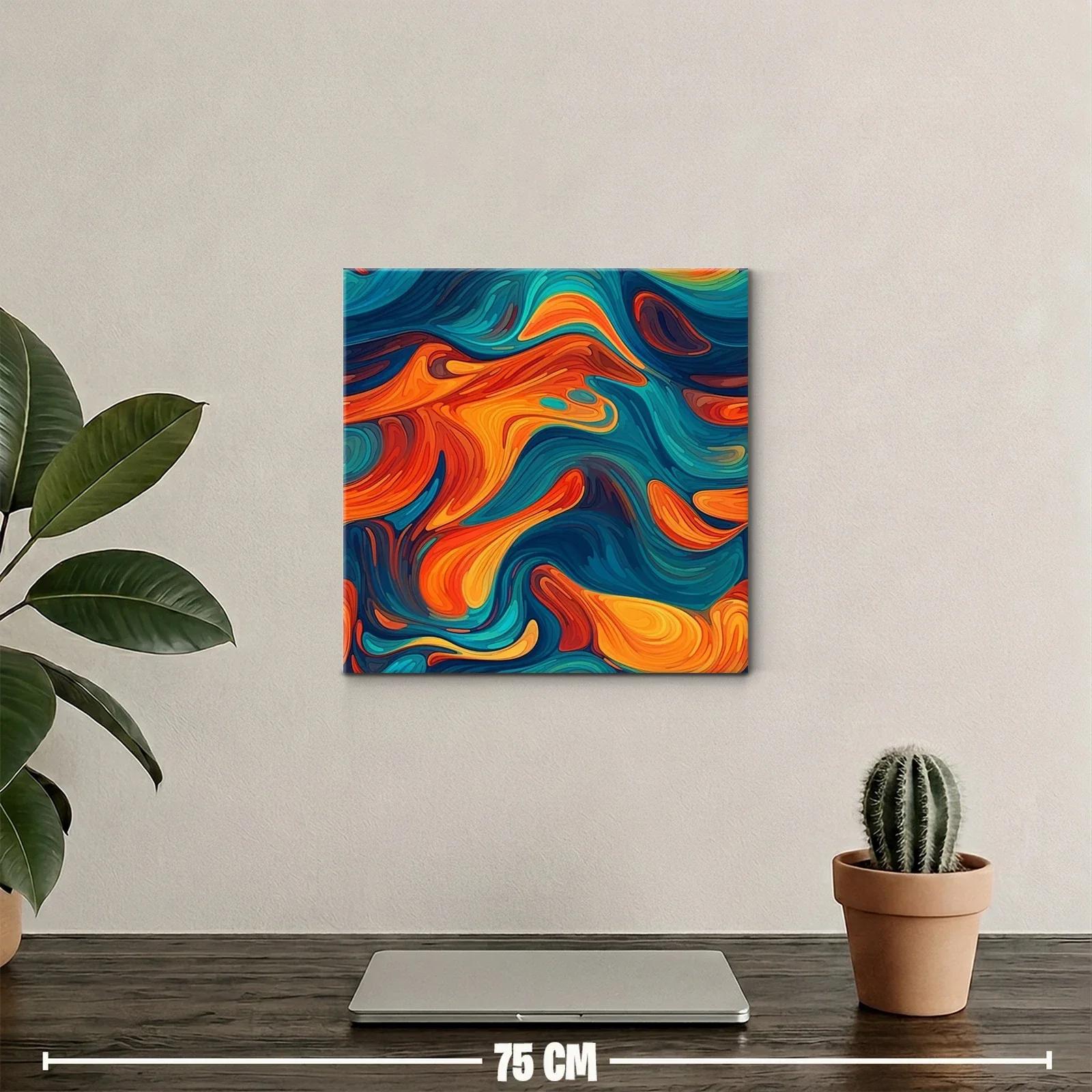 Cuadro abstracto con tonos vibrantes y formas fluidas — miniatura 2