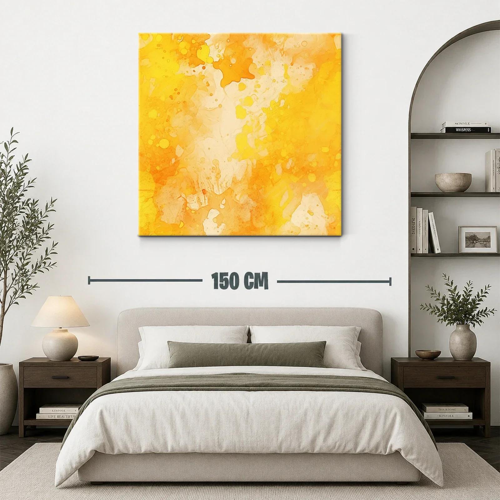 Cuadro abstracto en tonos cálidos amarillos y naranjas — miniatura 3