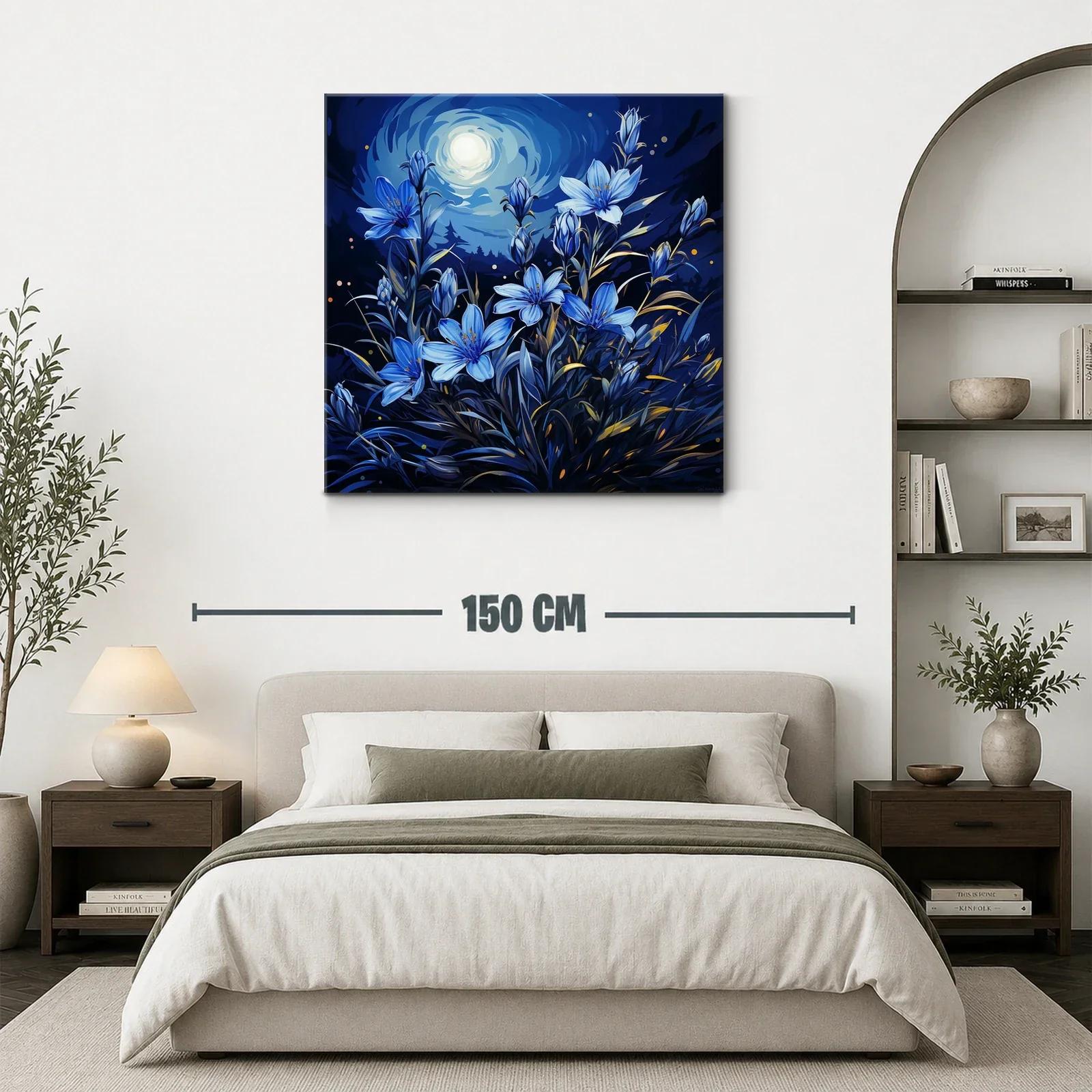 Ramo de flores azules bajo la luna brillante — miniatura 3